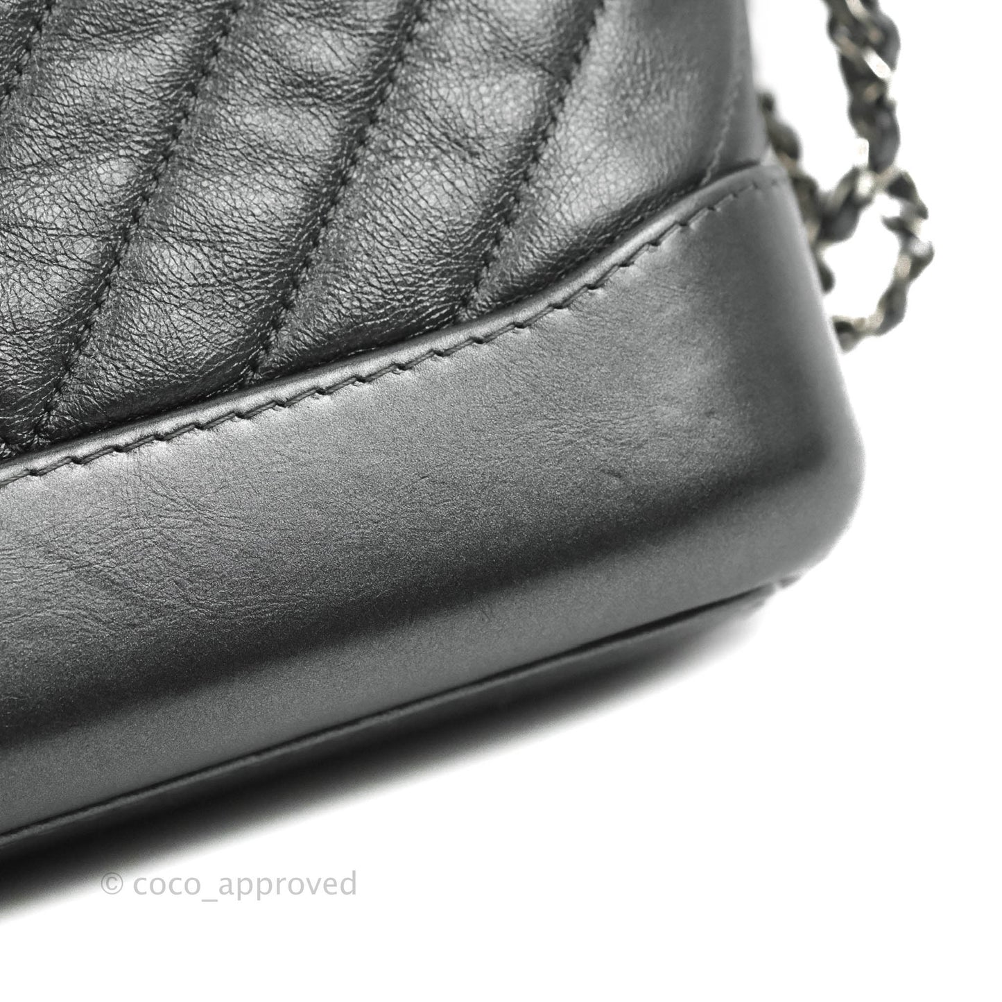 Chanel Chevron Small Gabrielle Hobo Iridescent Dark Grey Calfskin Mixed Hardware