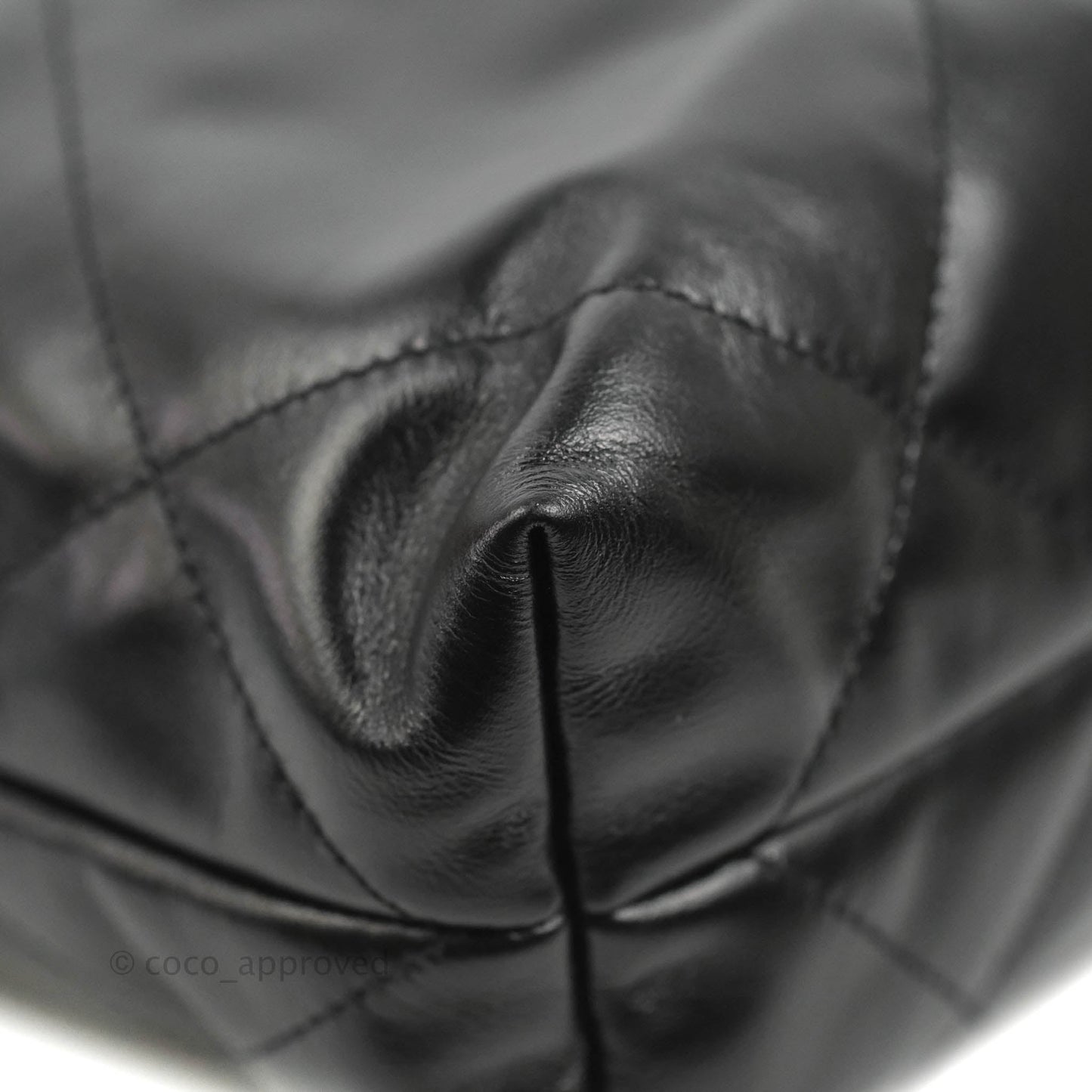 Chanel 22 Small Black Shiny Calfskin Aged Gold Hardware