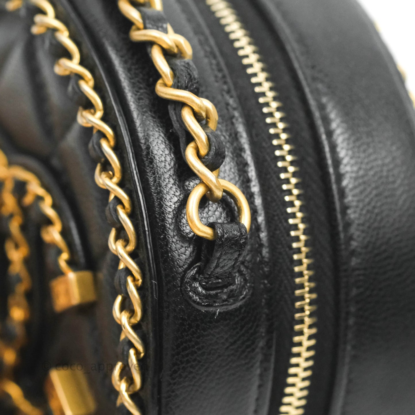 Chanel Quilted Filigree Chain Around Circle Bag Black Lambskin Aged Gold Hardware