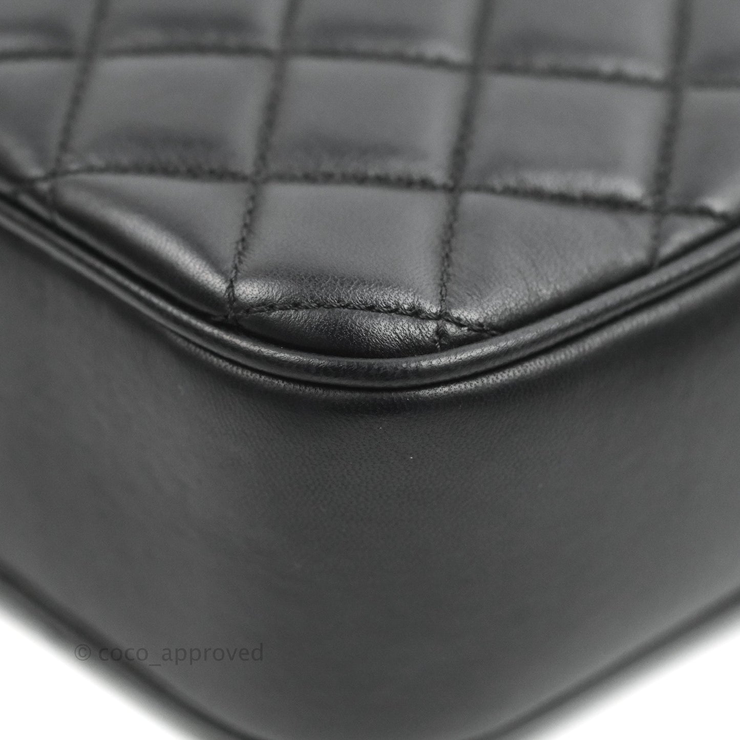 Chanel Quilted Camera Case Bag Black Lambskin Aged Gold Hardware