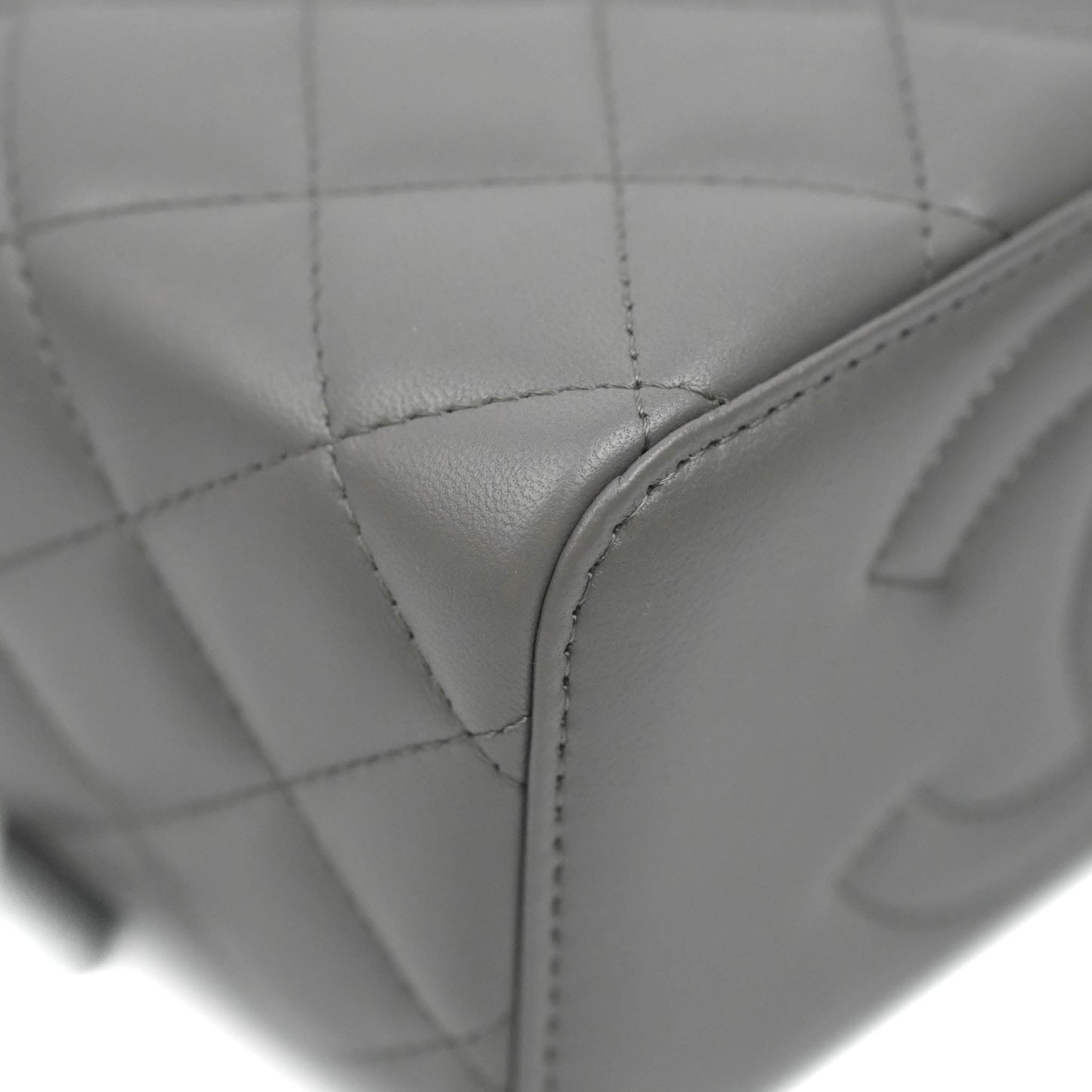 Chanel Vanity Rectangular Top Handle Grey Lambskin Gold Hardware