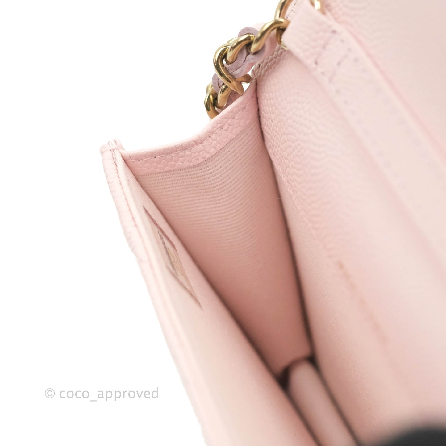 Chanel Mini Wallet With Chain Light Pink Caviar Gold Hardware