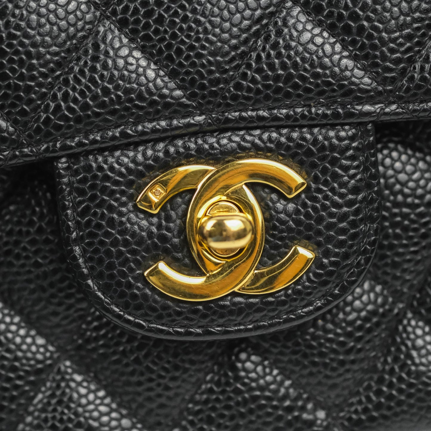 Chanel Classic Medium M/L Flap Black Caviar 24K Gold Hardware
