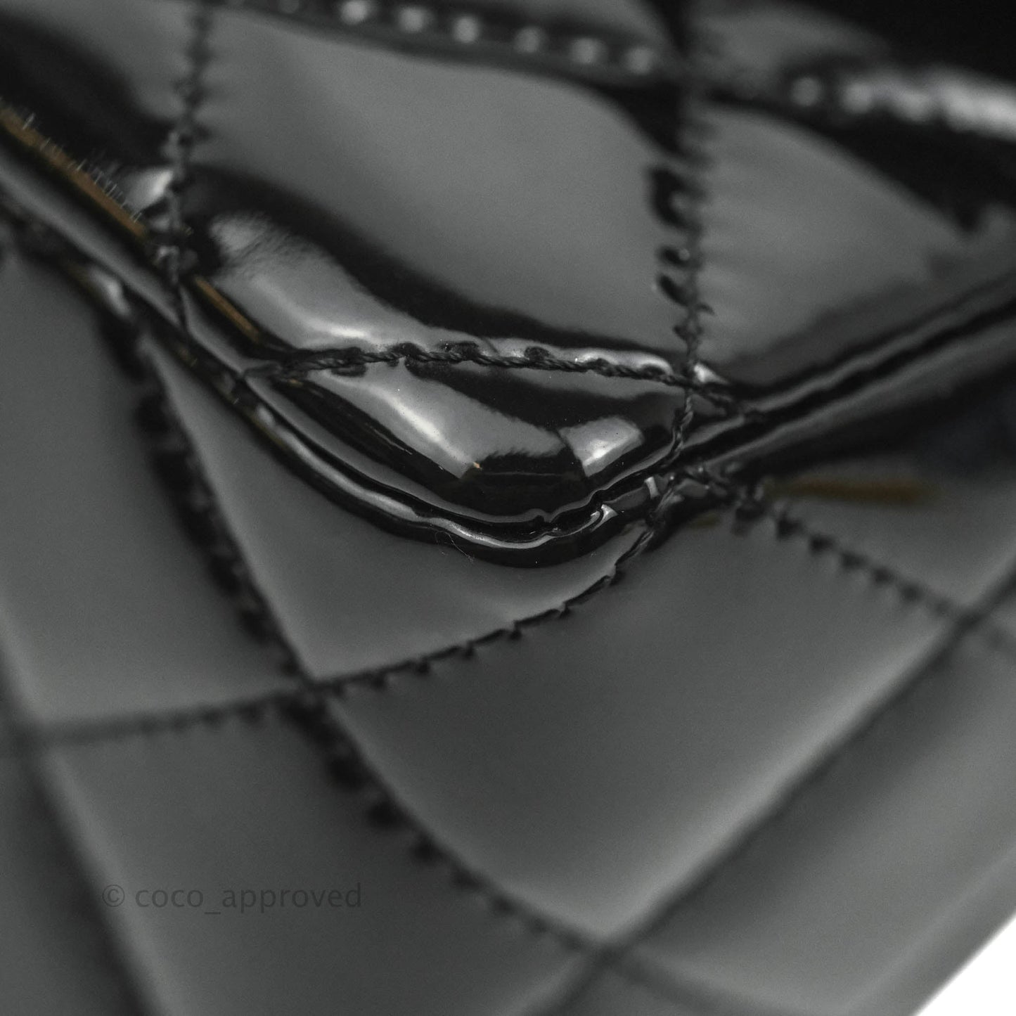 Chanel Quilted Mini Rectangular Flap Black Patent Gold Hardware