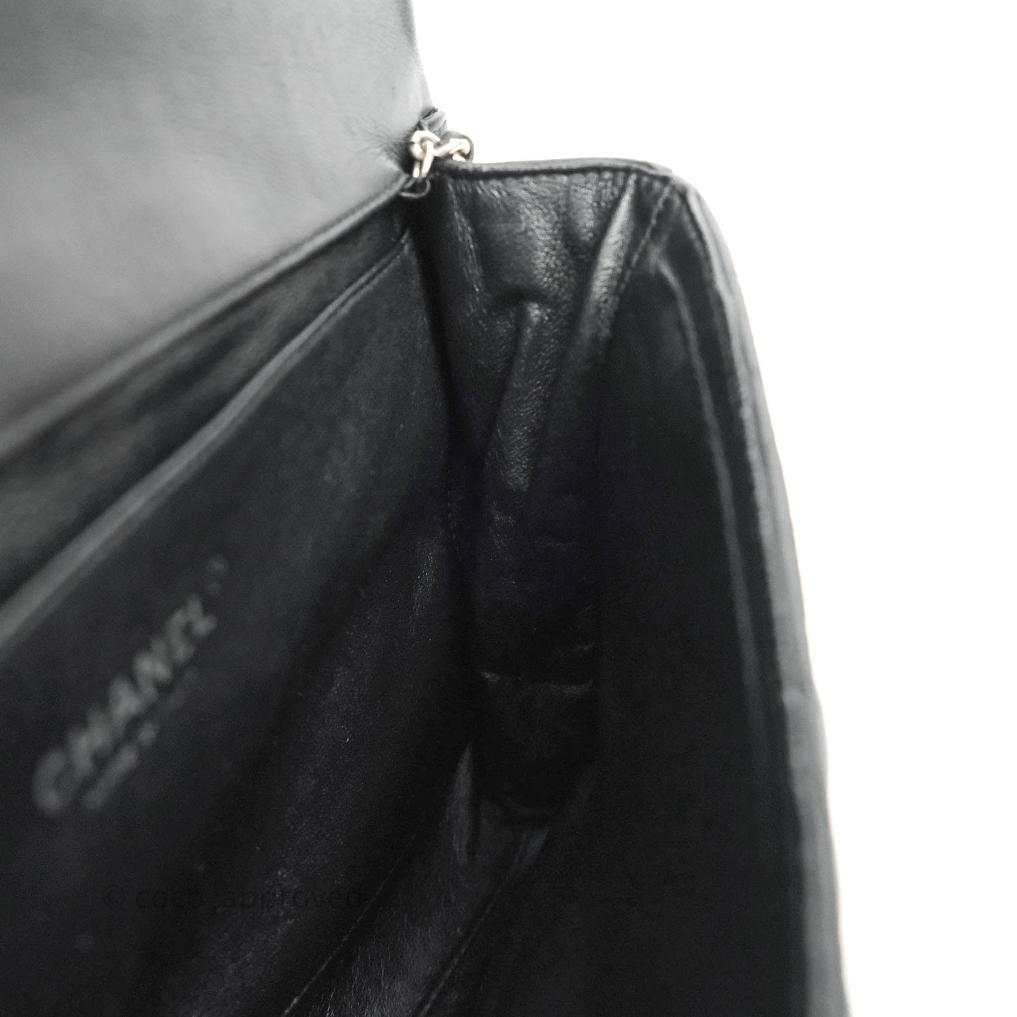 Chanel Quilted Clutch with Chain Lambskin Black Silver Hardware