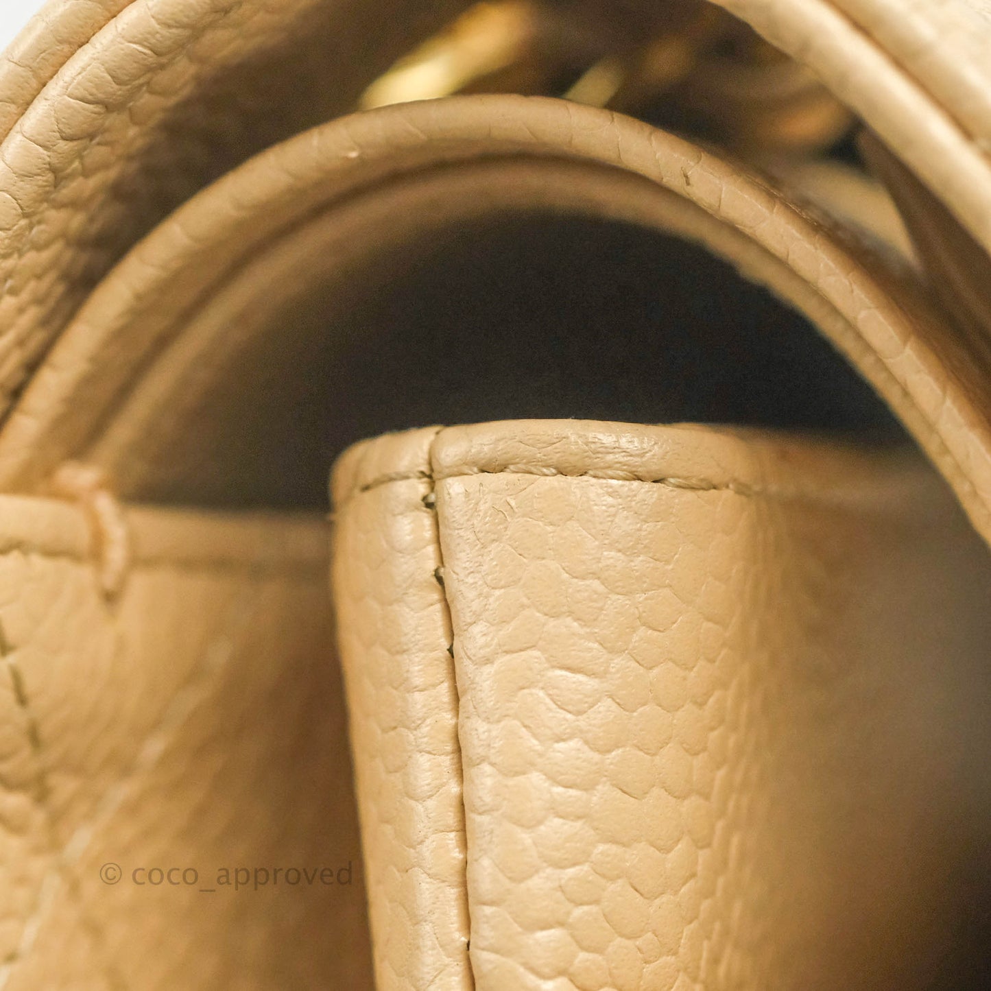 Chanel Classic M/L Medium Flap Quilted Beige Caviar Gold Hardware