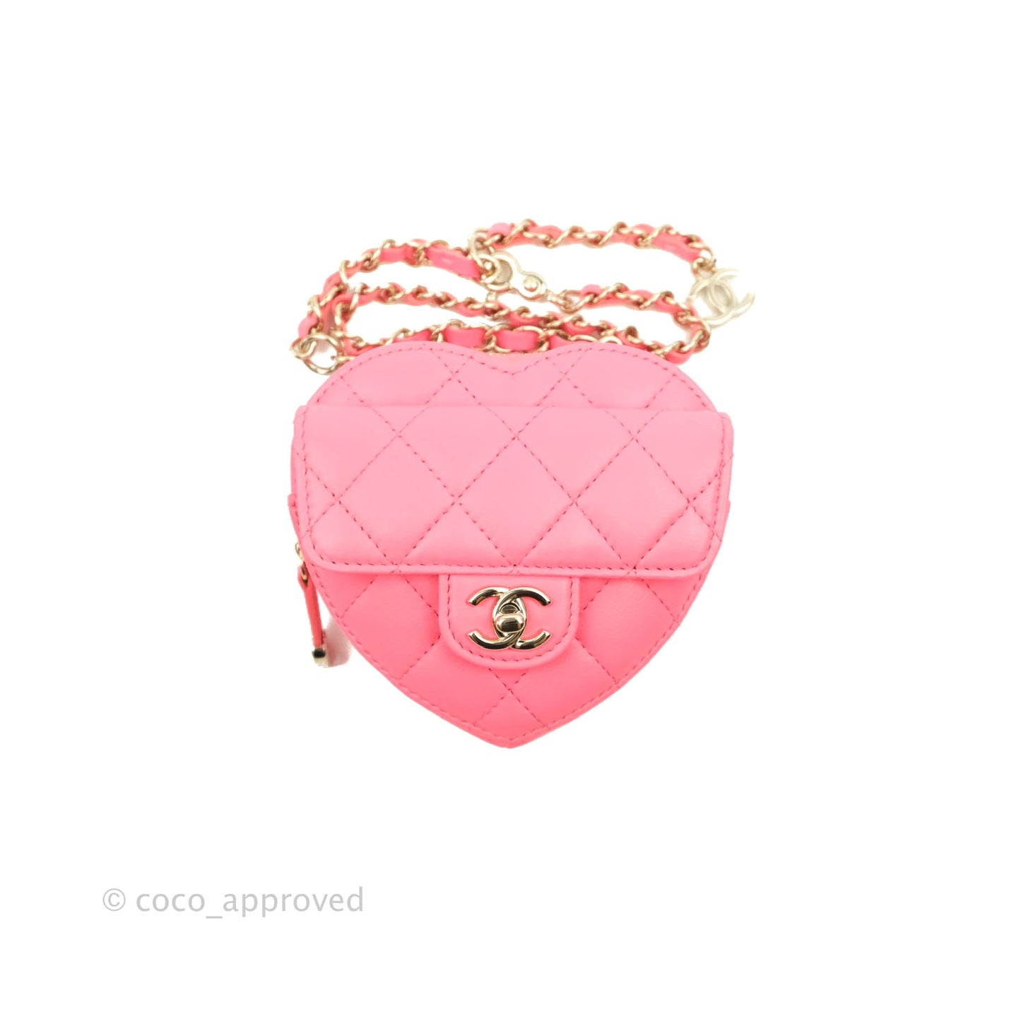 Chanel Mini Heart Belt Bag Pink Lambskin Gold Hardware 22S