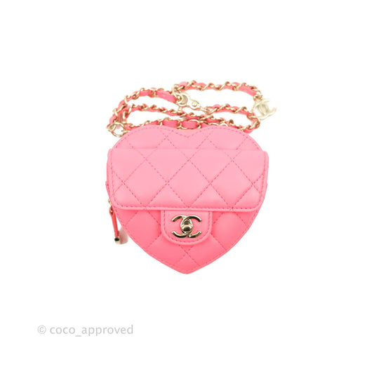 Chanel Mini Heart Belt Bag Pink Lambskin Gold Hardware 22S