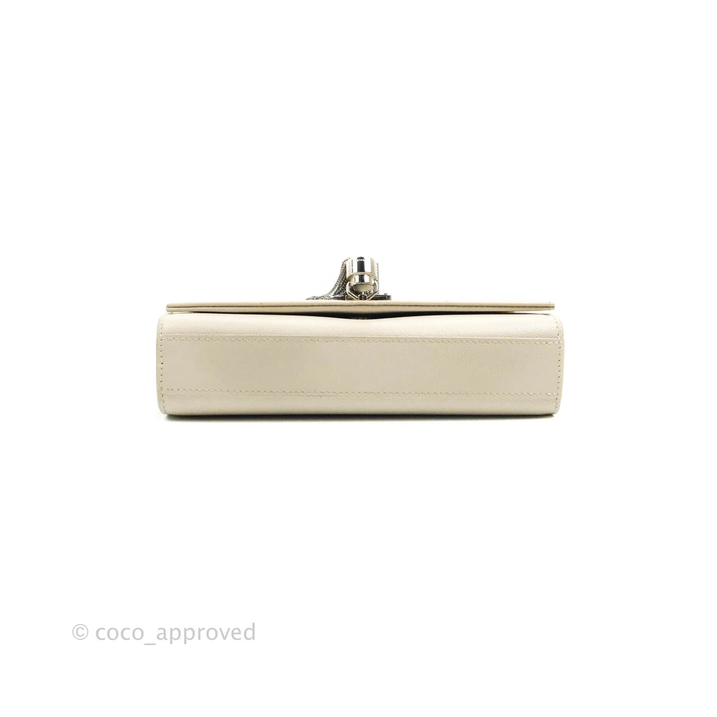 Saint Laurent Small Classic Monogram Kate Tassel Satchel White Grained Calfskin