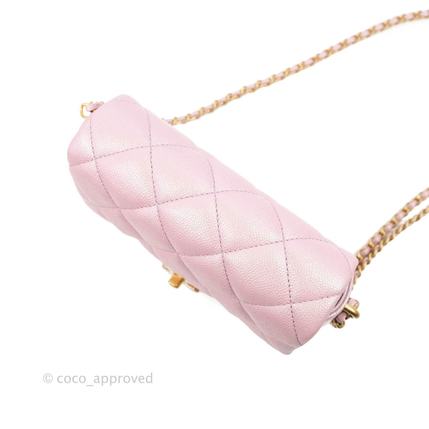 Chanel Quilted My Perfect Mini Iridescent Pink Caviar Aged Gold Hardware 21K