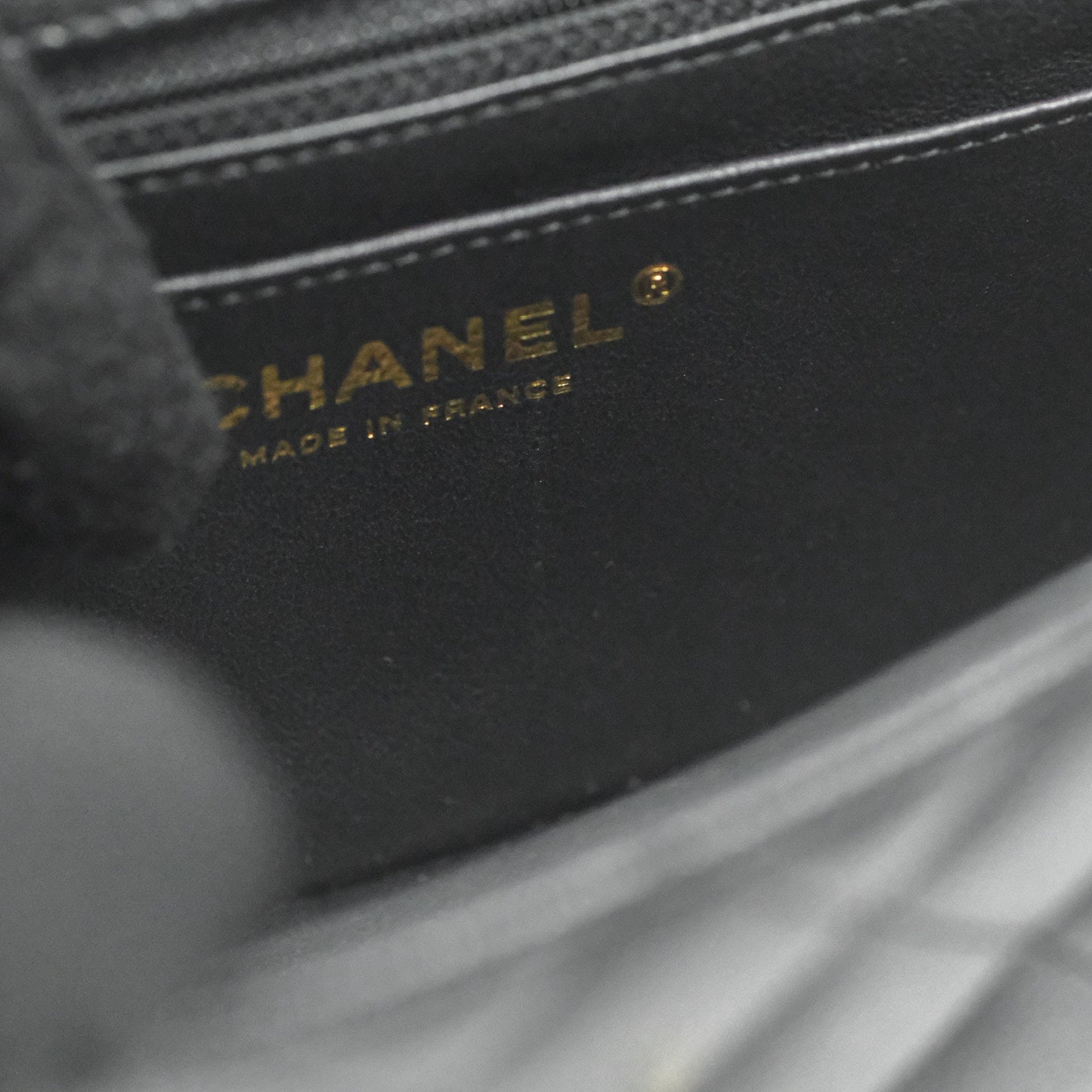 Chanel Quilted Mini Rectangular Flap Black Caviar Light Gold Hardware 17C