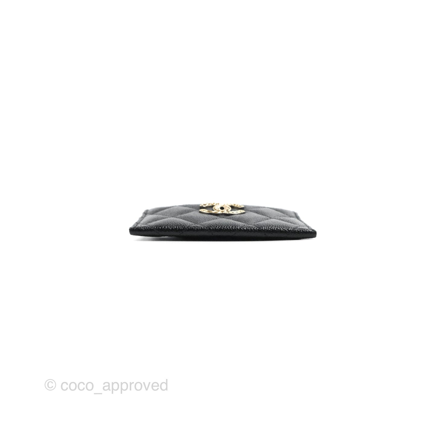 Chanel Flat Card Holder Black Caviar Gold Hardware 23P