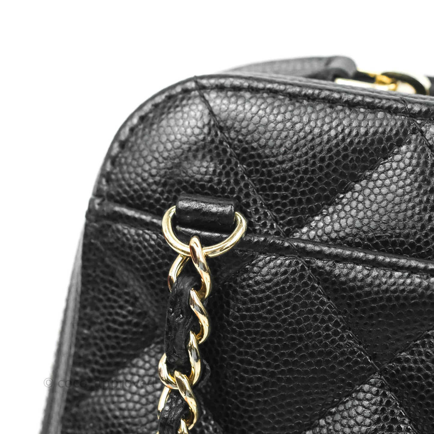 Chanel Quilted WOC Phone Holder Black Caviar Gold Hardware