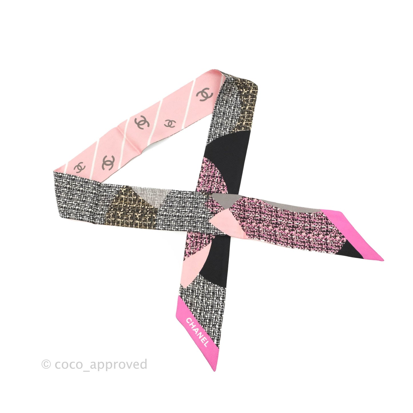 Chanel Silk Twilly in Tweed Print