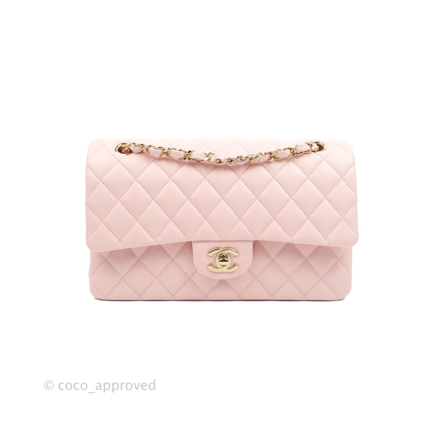 Chanel Classic M/L Medium Flap Quilted Pink Caviar Gold Hardware 22S