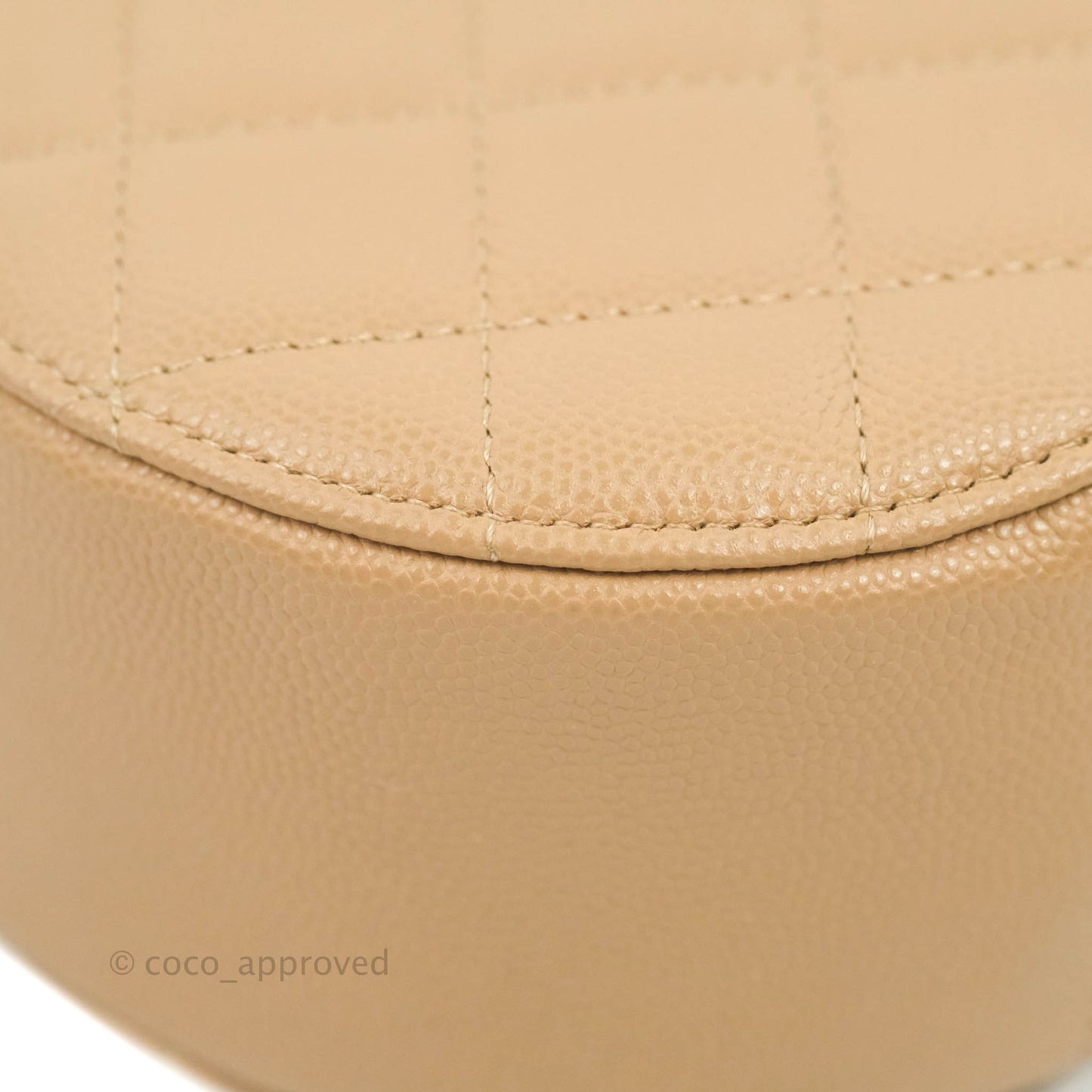 Chanel Round Circle Bag Dark Beige Caviar Light Gold Hardware