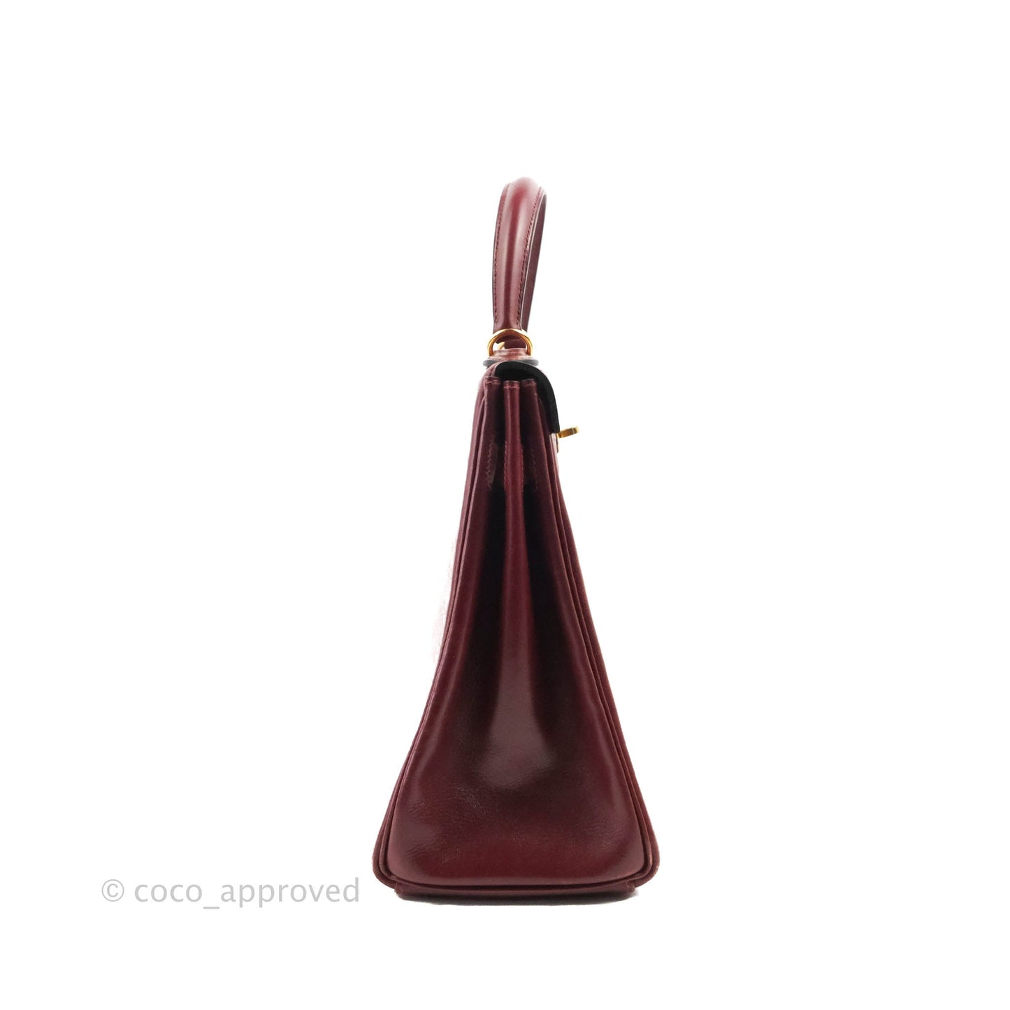 Hermès Vintage Kelly Retourne 32 Dark Red Gold Hardware
