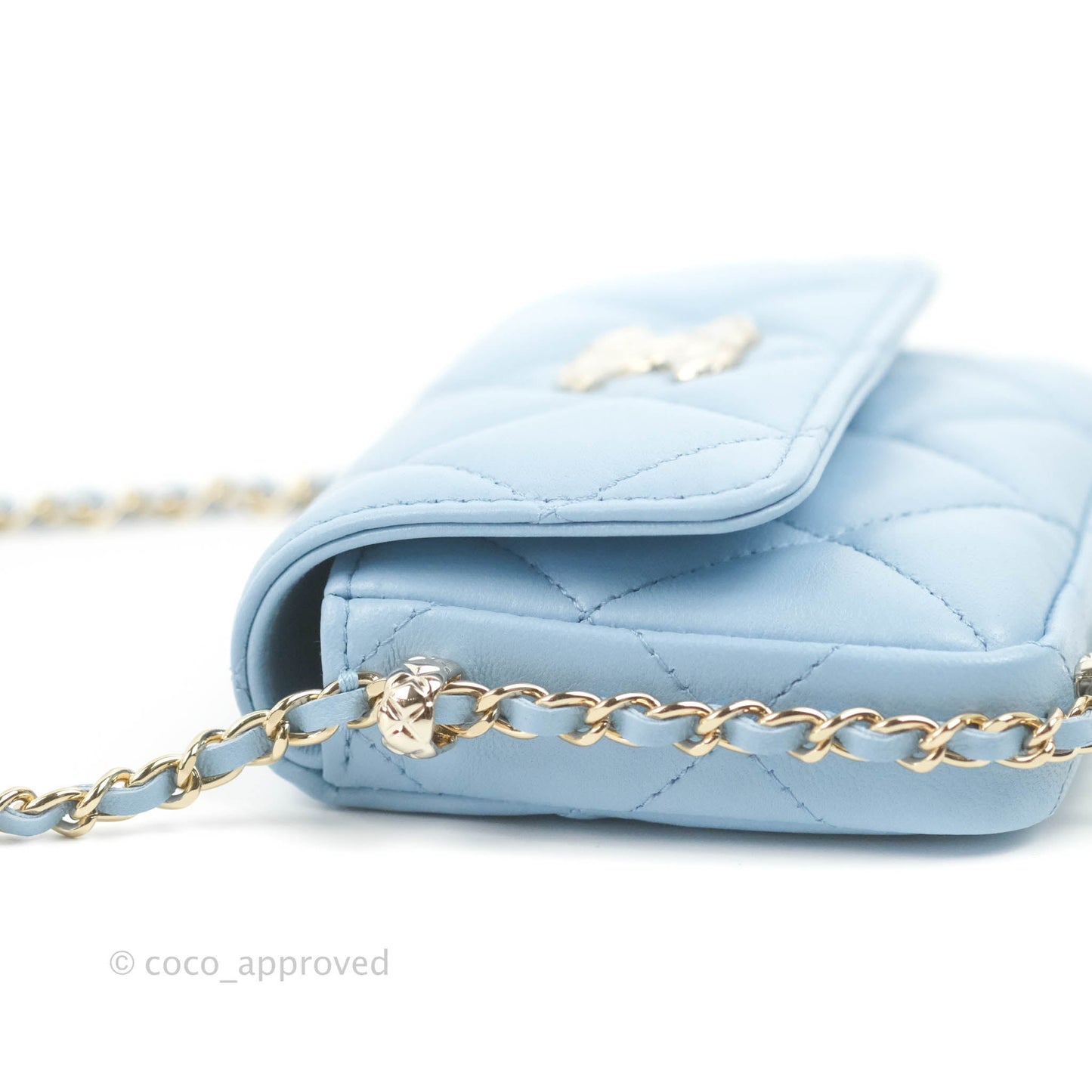Chanel Mini Clutch With Chain Blue Lambskin Gold Hardware