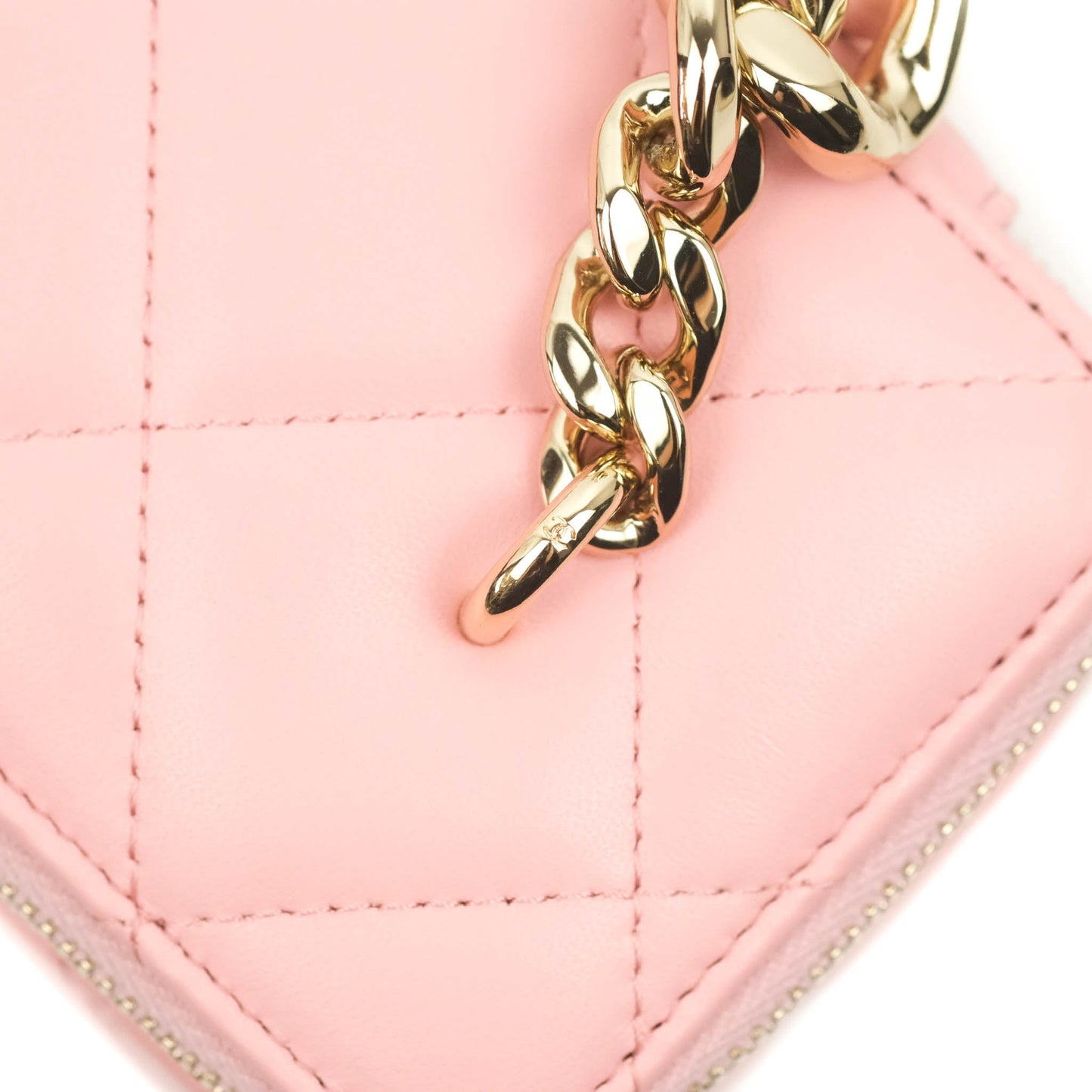 Chanel Resin Elegant Chain Vanity Case Pink Lambskin Gold Hardware