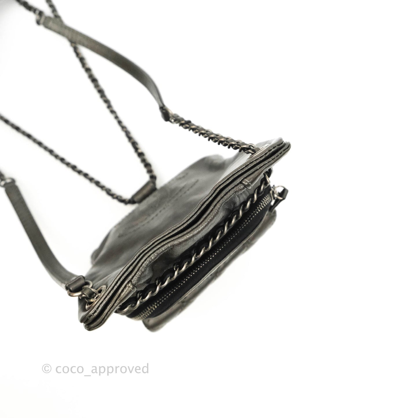 Chanel Chain Backpack Metallic Grey Lambskin Ruthenium Hardware