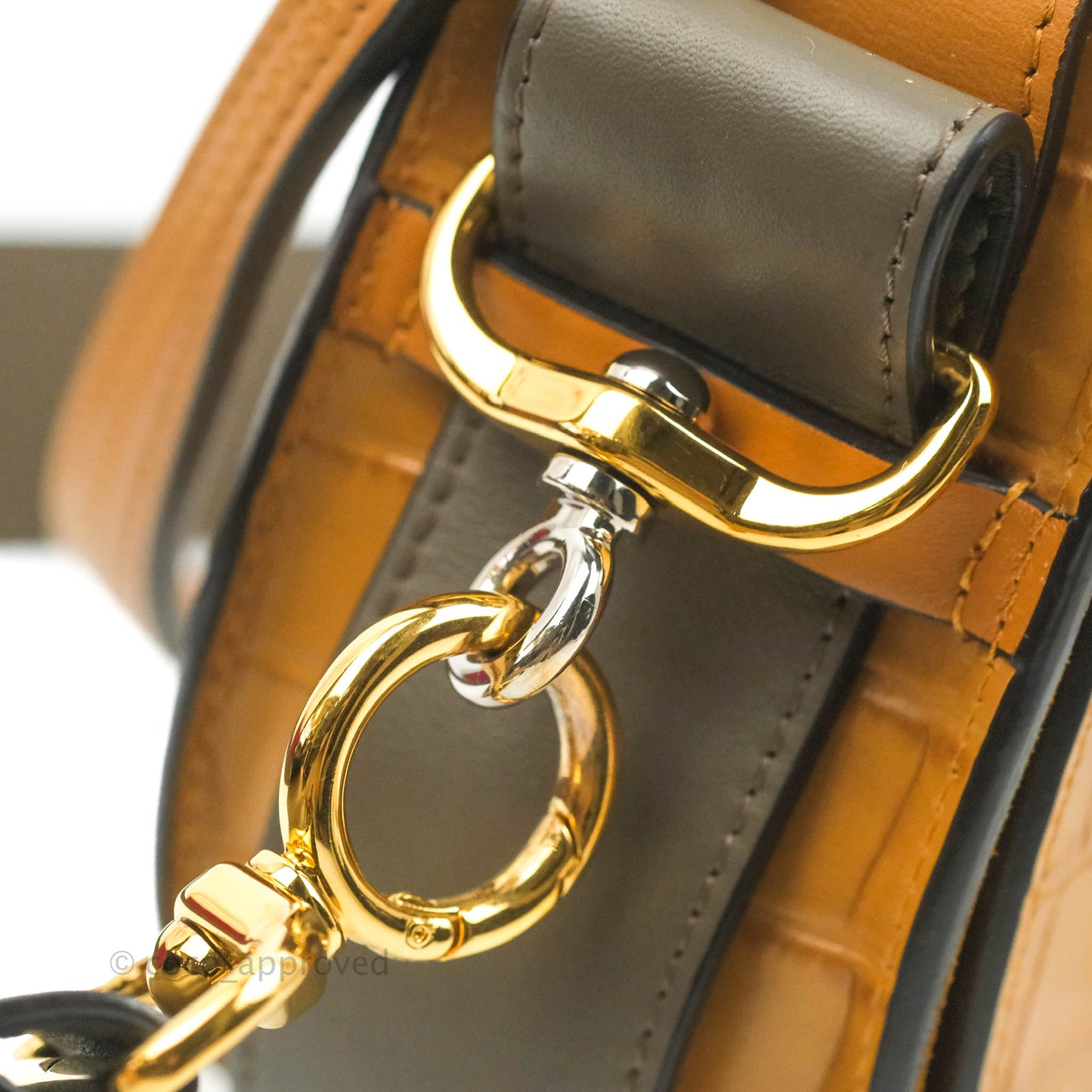 Chloe Small Croc-Embossed Tess Brown Bag