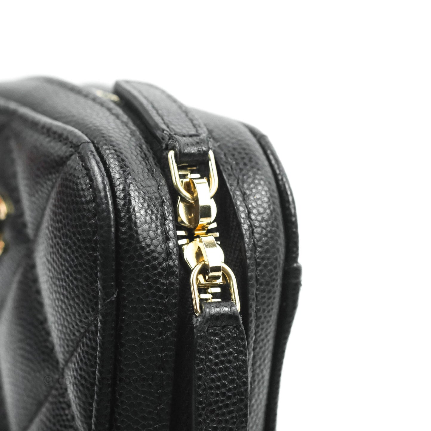 Chanel Quilted WOC Phone Holder Black Caviar Gold Hardware