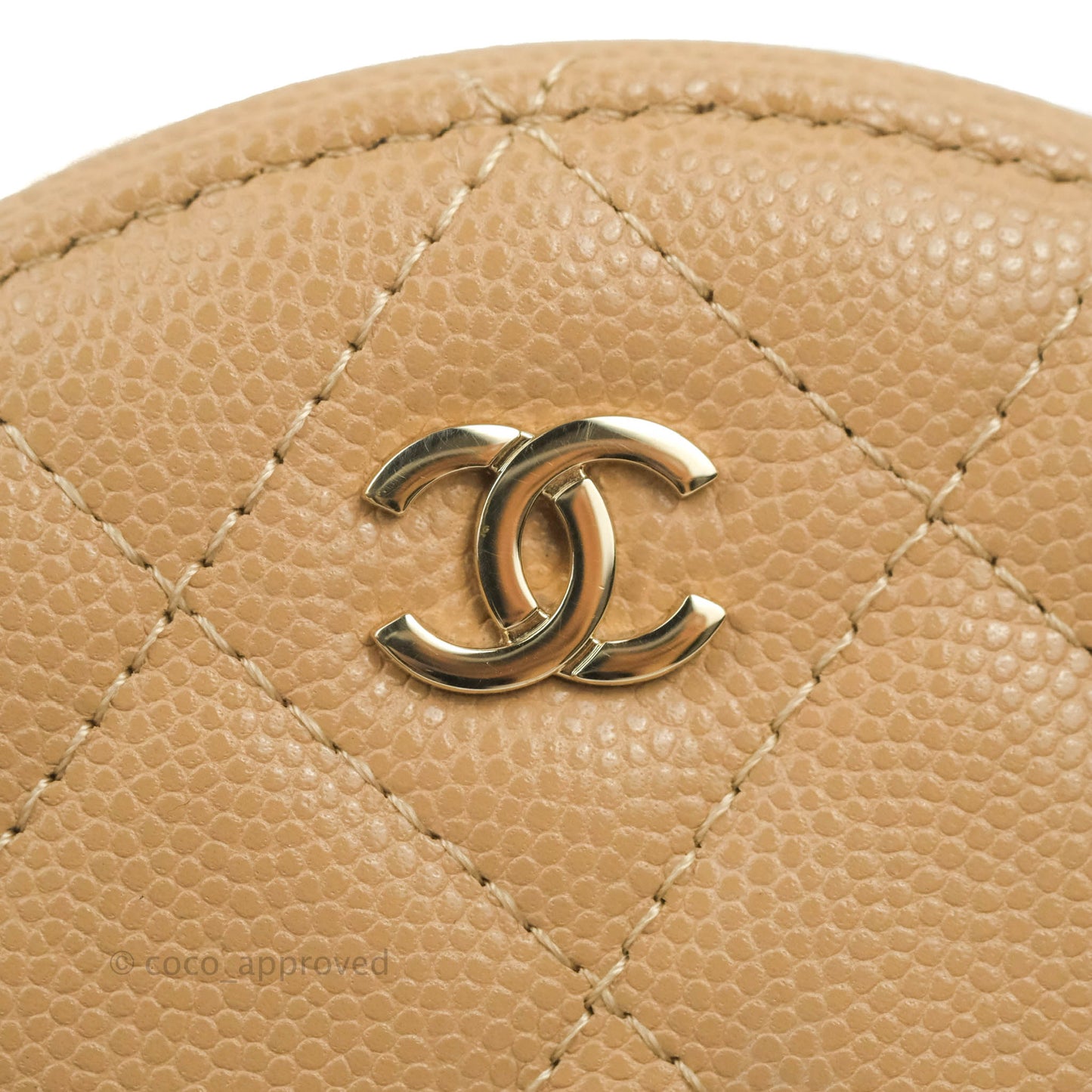 Chanel Round Circle Bag Dark Beige Caviar Light Gold Hardware