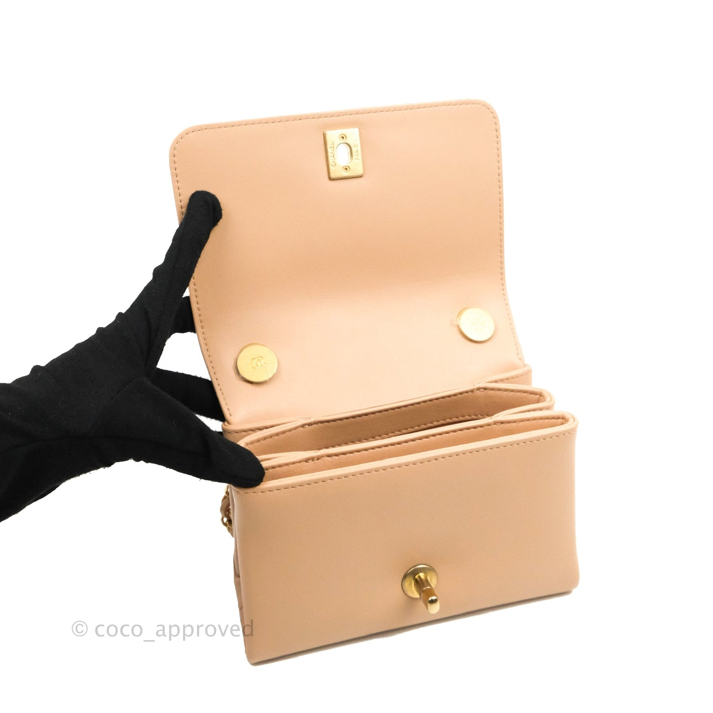 Chanel Pearl Chain Bag Pink Calfskin Aged Gold Hardware