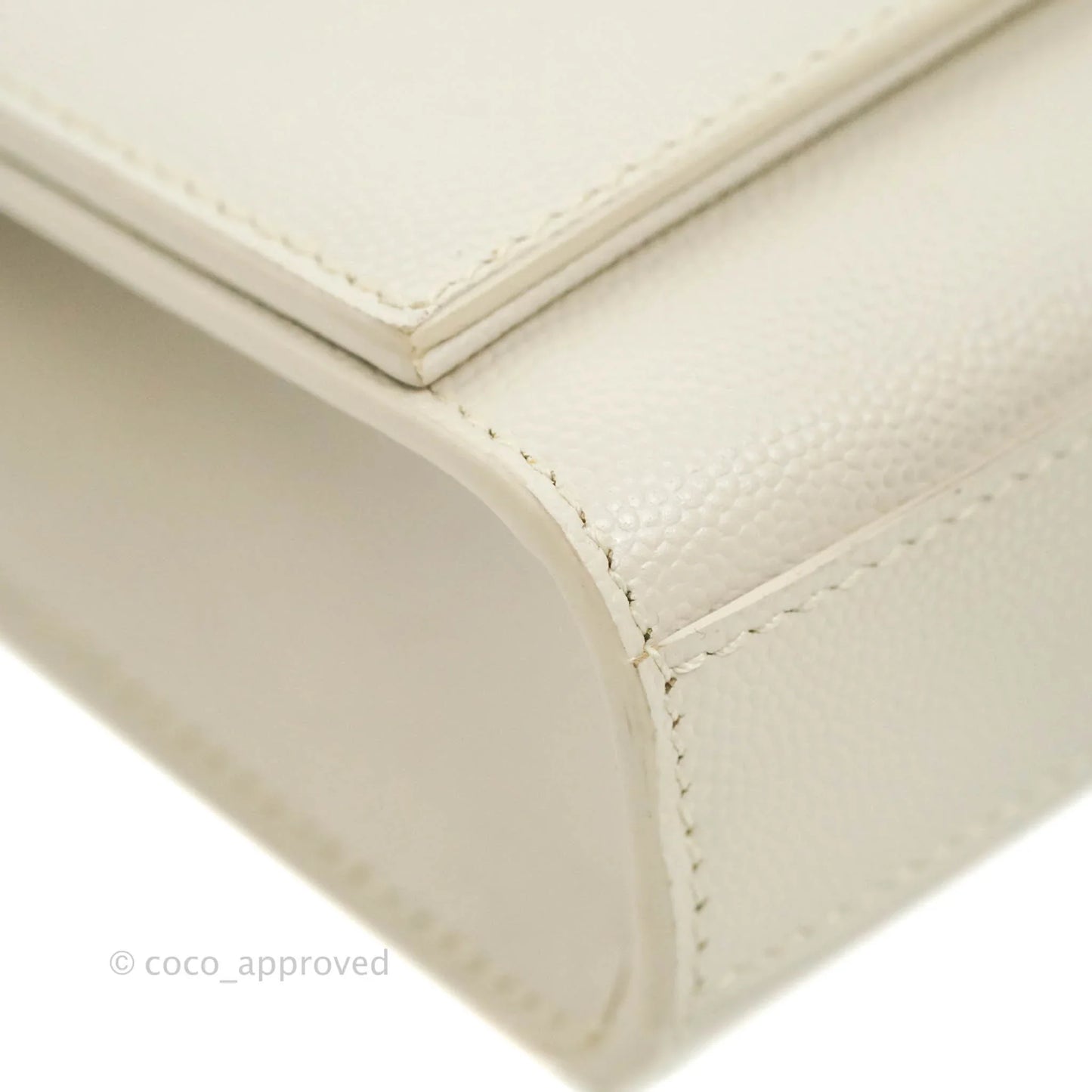 Saint Laurent Small Classic Monogram Kate Tassel Satchel White Grained Calfskin