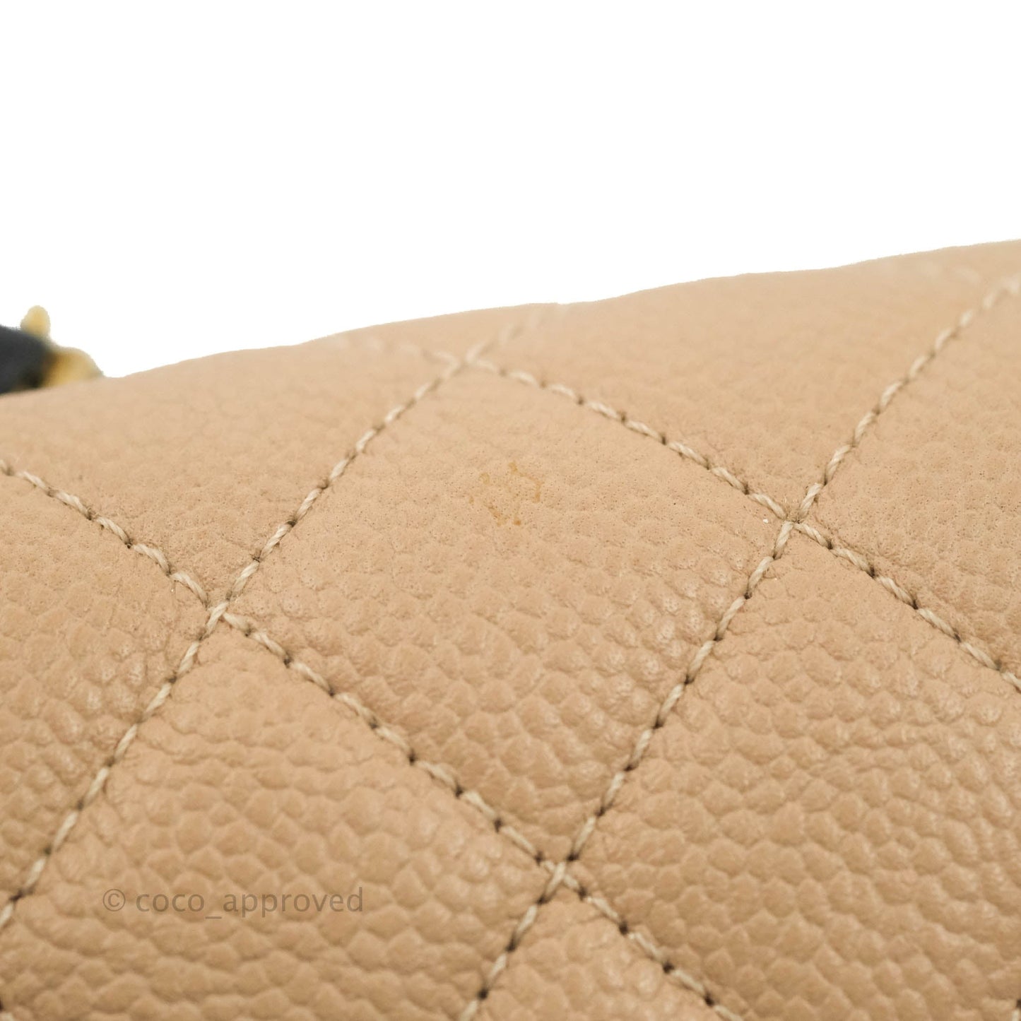 Chanel Quilted Medium CC Filigree Flap Beige Black Caviar