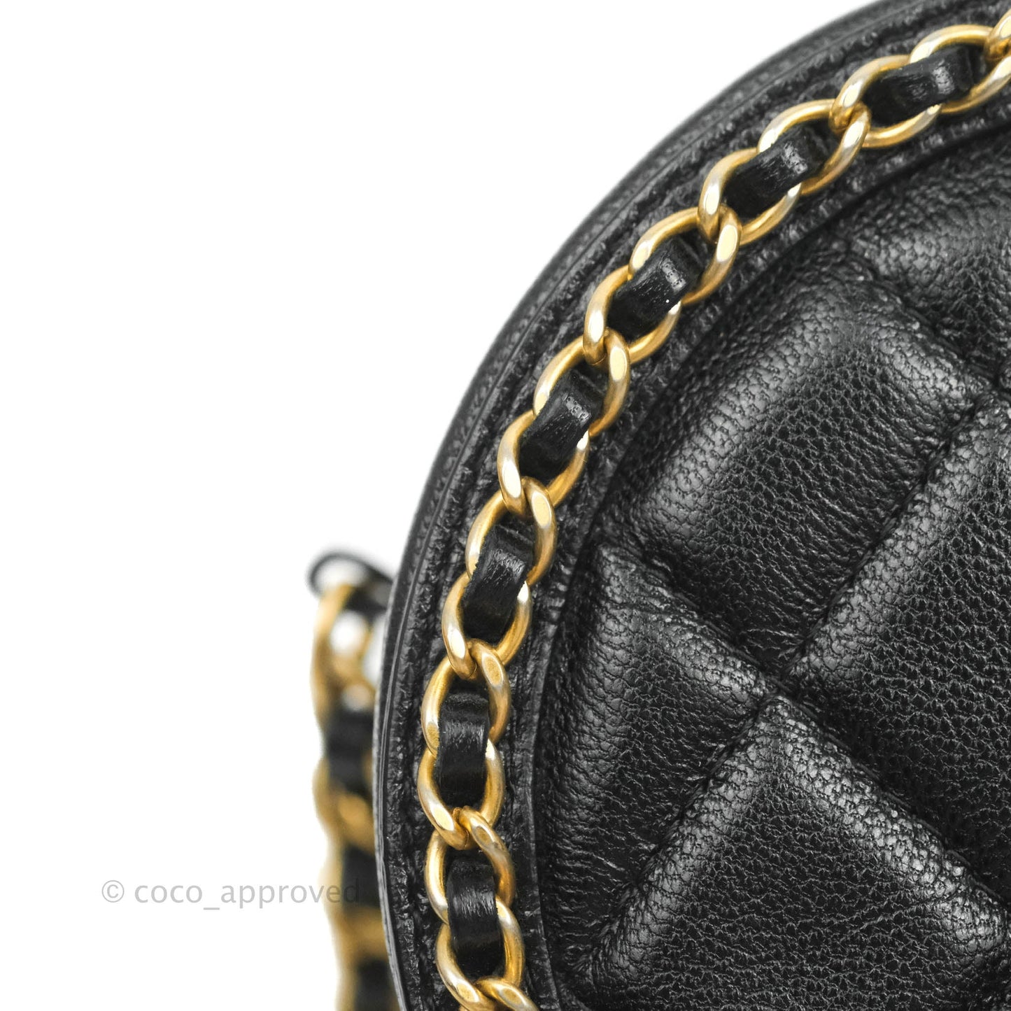 Chanel Quilted Filigree Chain Around Circle Bag Black Lambskin Aged Gold Hardware