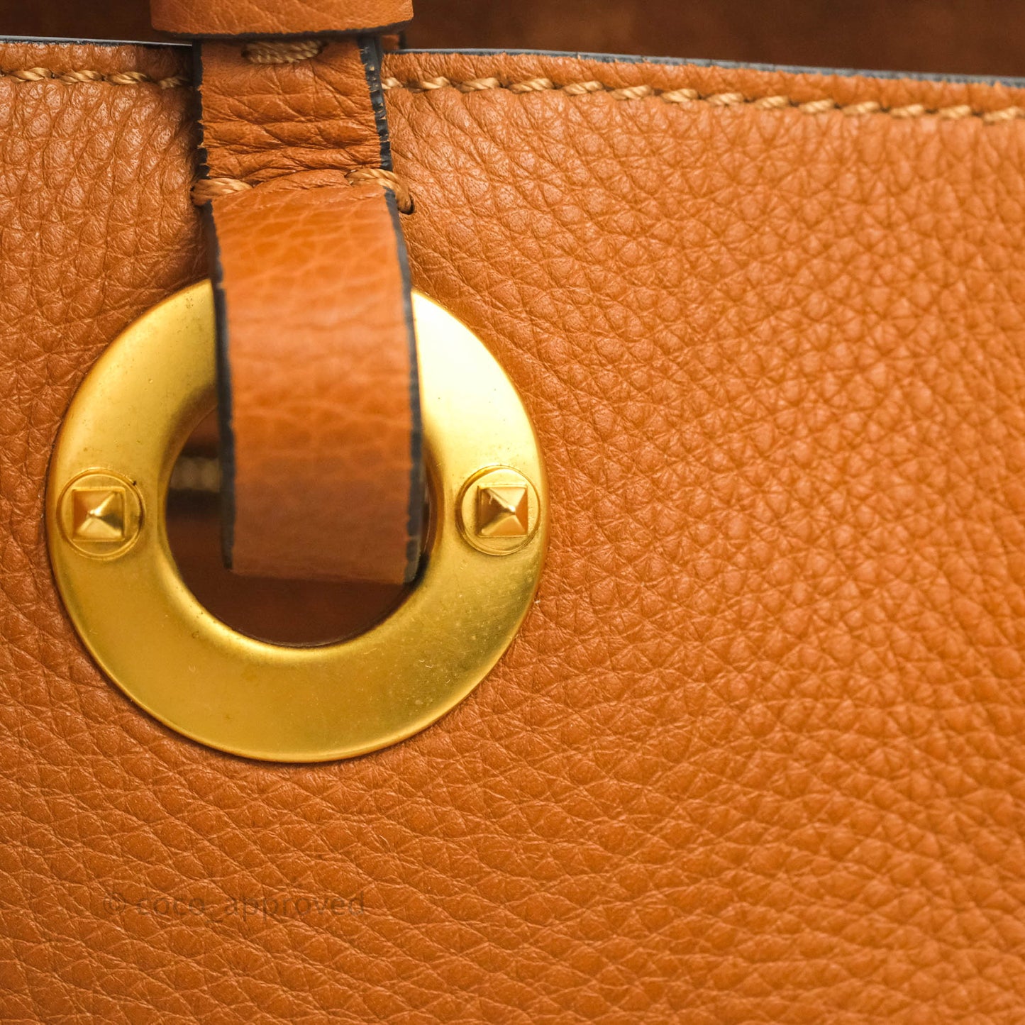 Valentino Bucket Bag Brown Grained Leather
