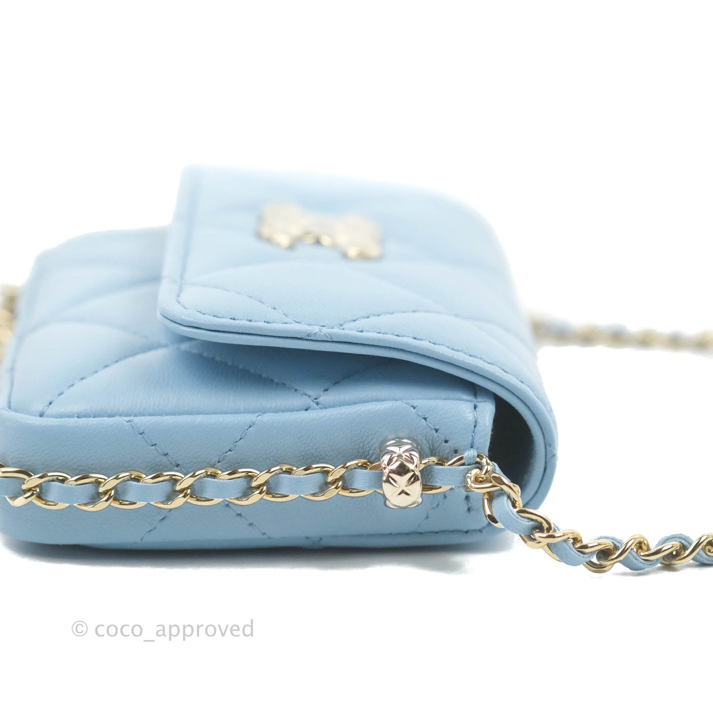 Chanel Mini Clutch With Chain Blue Lambskin Gold Hardware