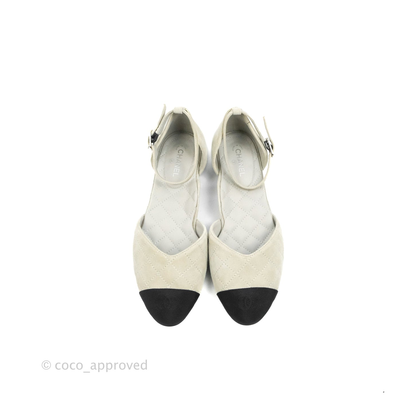 Chanel Suede Ballerina With Heels Grey Black Size 37C