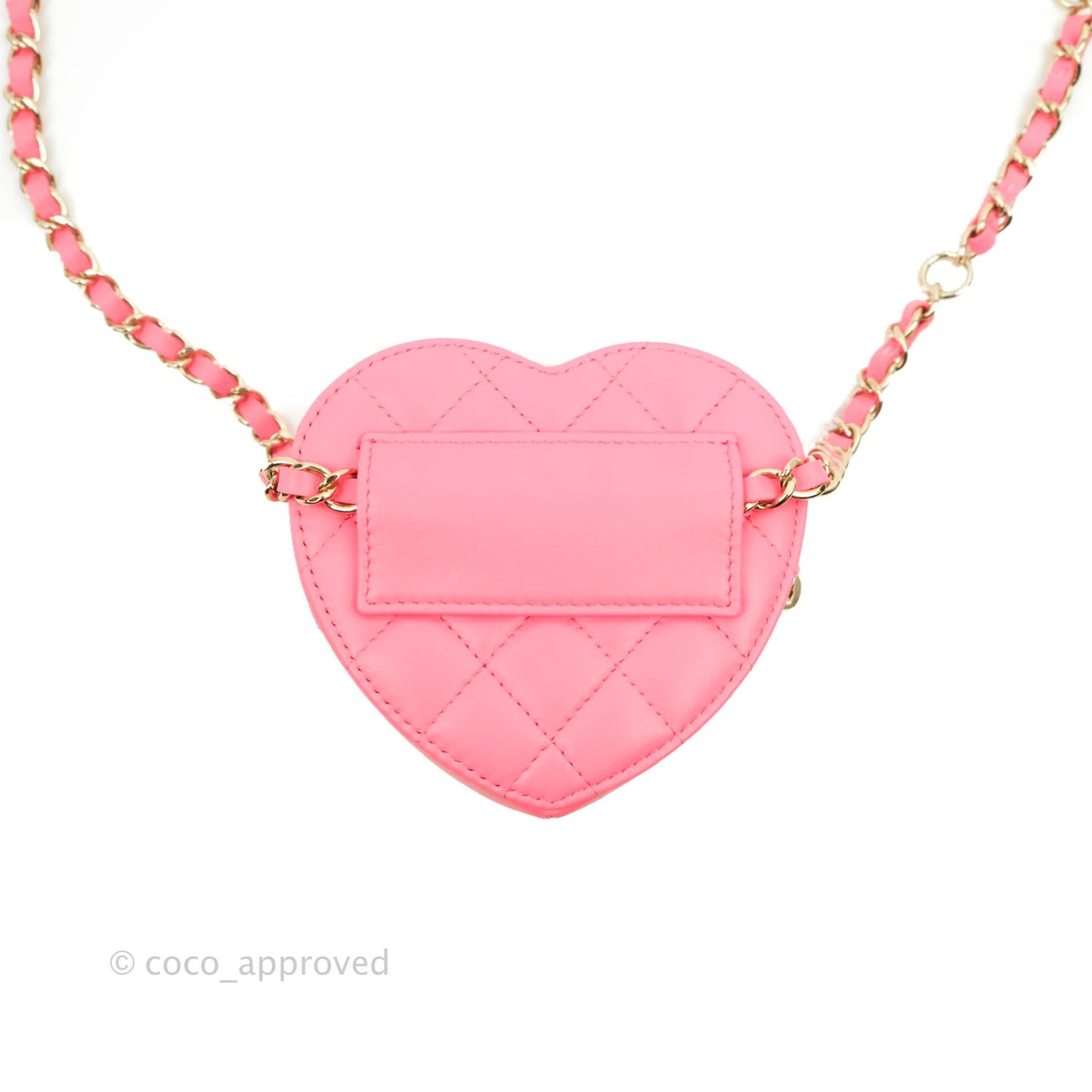 Chanel Mini Heart Belt Bag Pink Lambskin Gold Hardware 22S