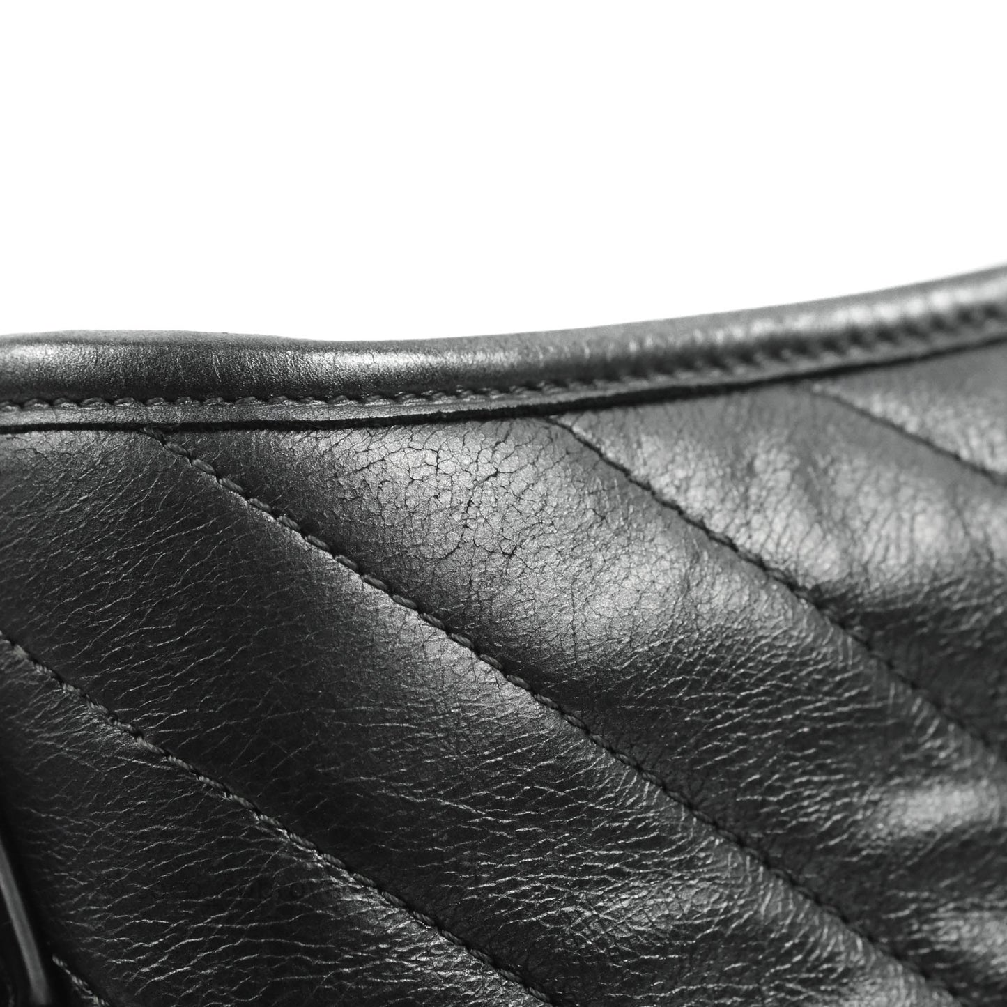 Chanel Chevron Small Gabrielle Hobo Iridescent Dark Grey Calfskin Mixed Hardware