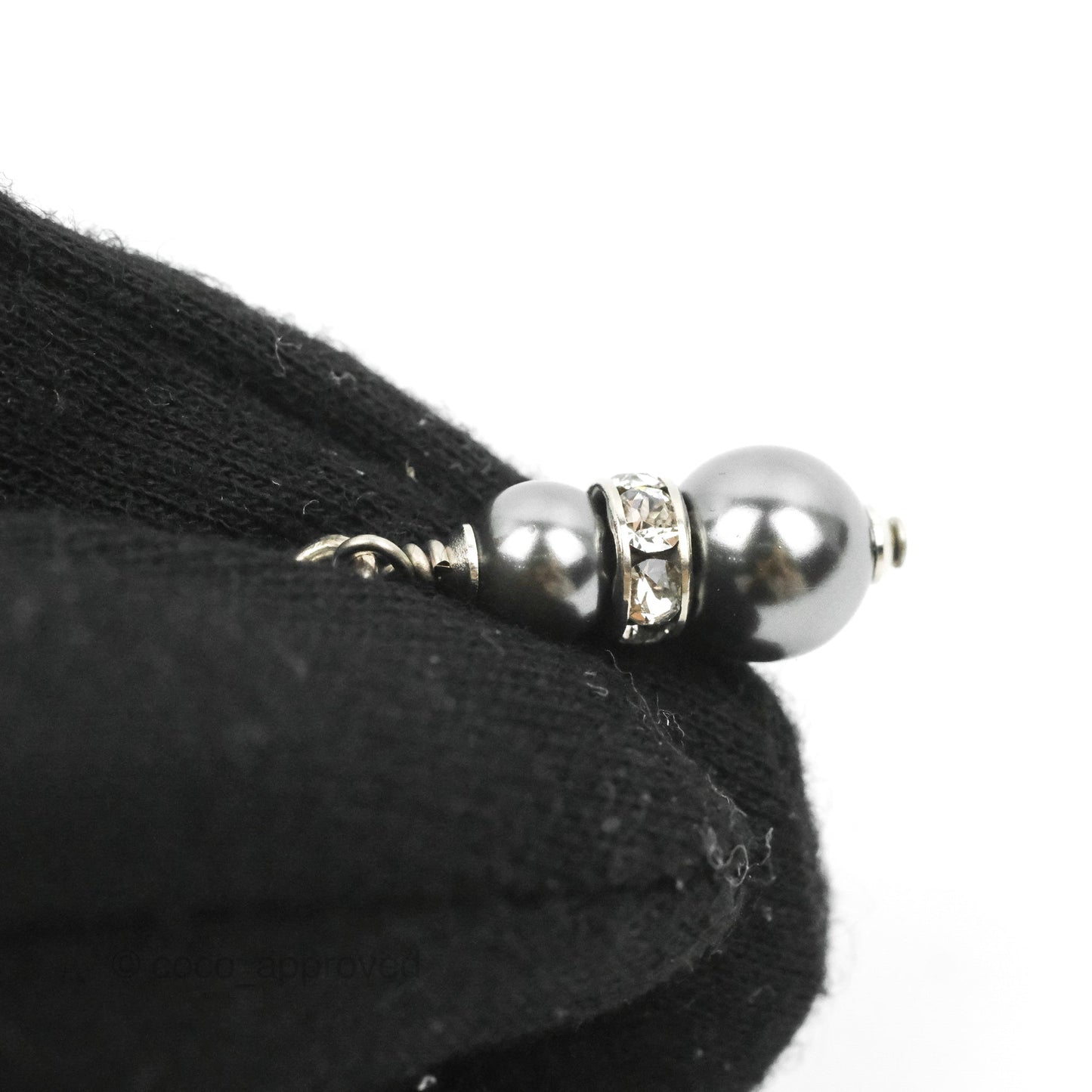 Chanel Crystal CC Drop Earrings Silver Tone 18A