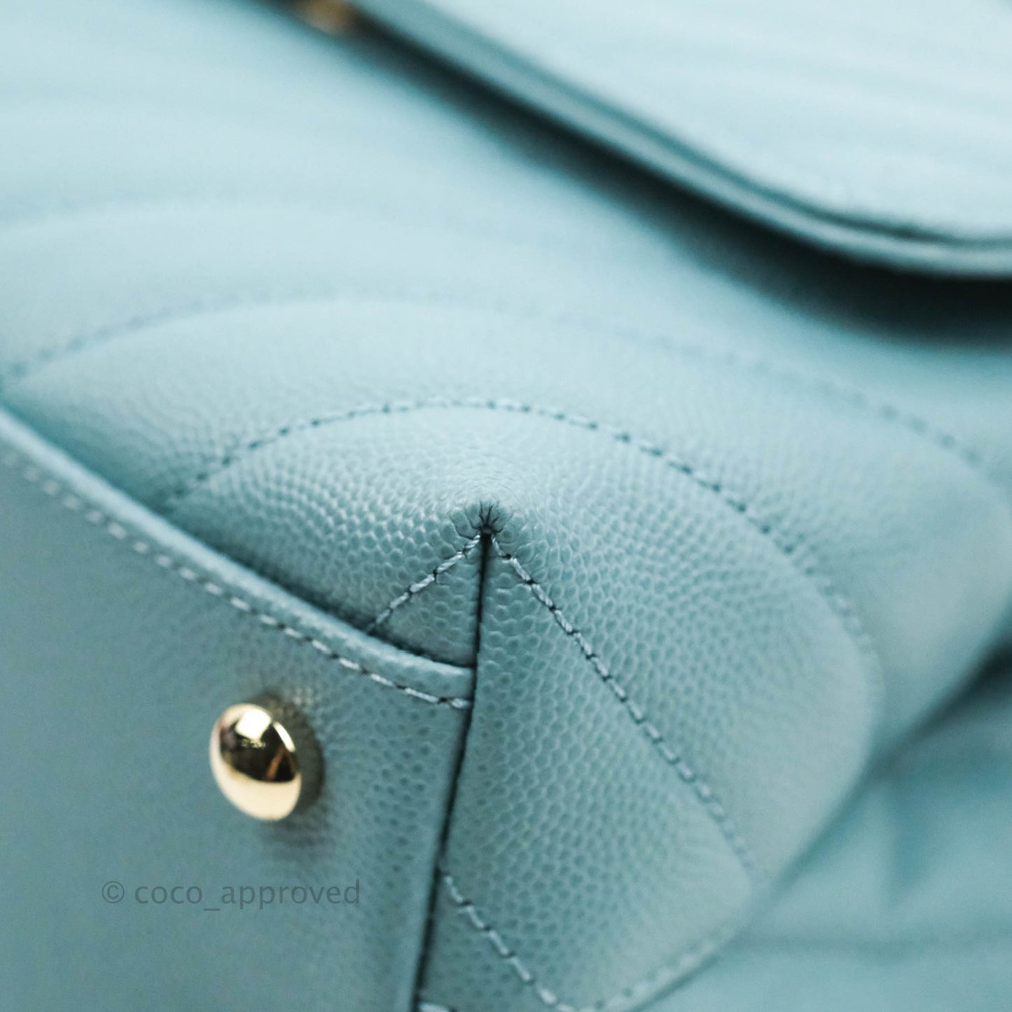 Chanel Small Coco Handle Chevron Blue Caviar Gold Hardware