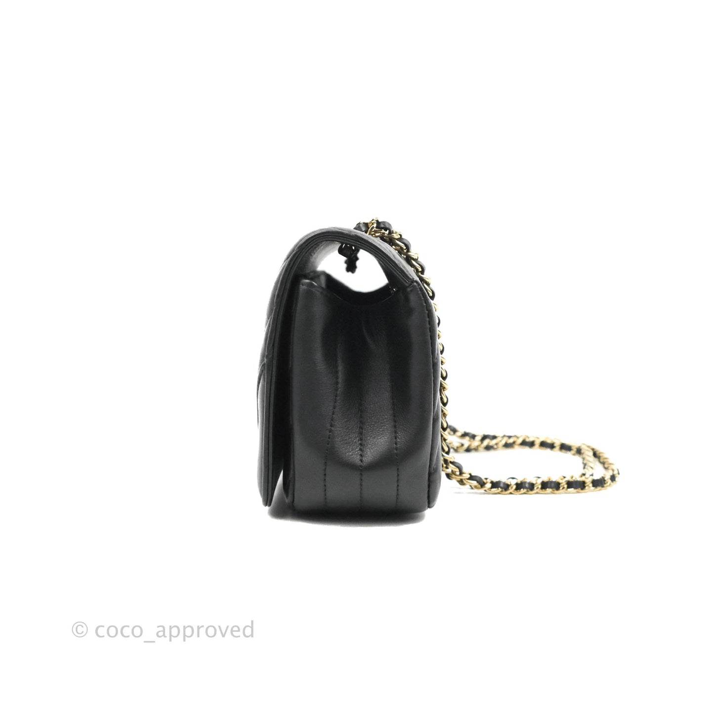 Chanel Small Statement Chevron Flap Bag Black Gold Hardware