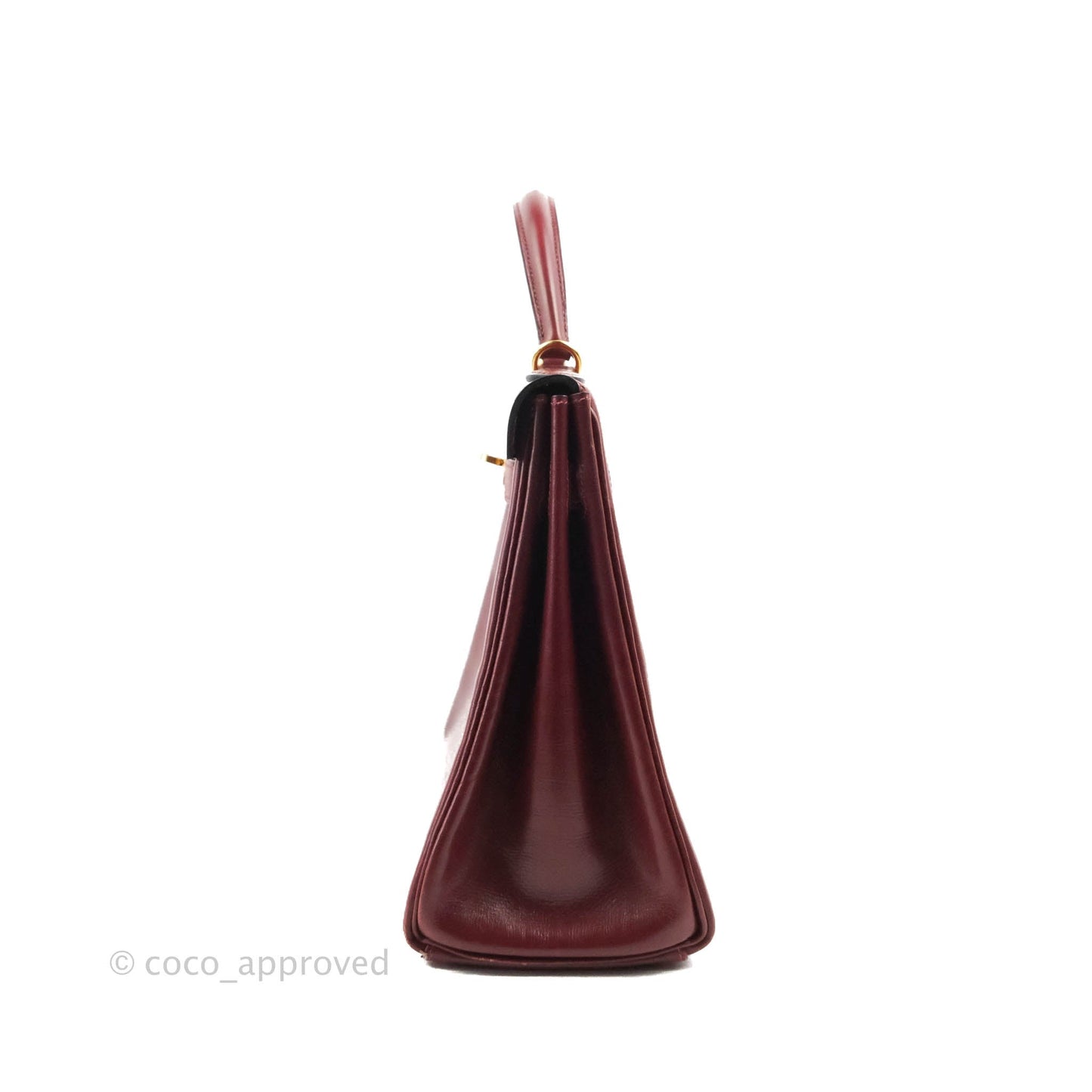 Hermès Vintage Kelly Retourne 32 Dark Red Gold Hardware