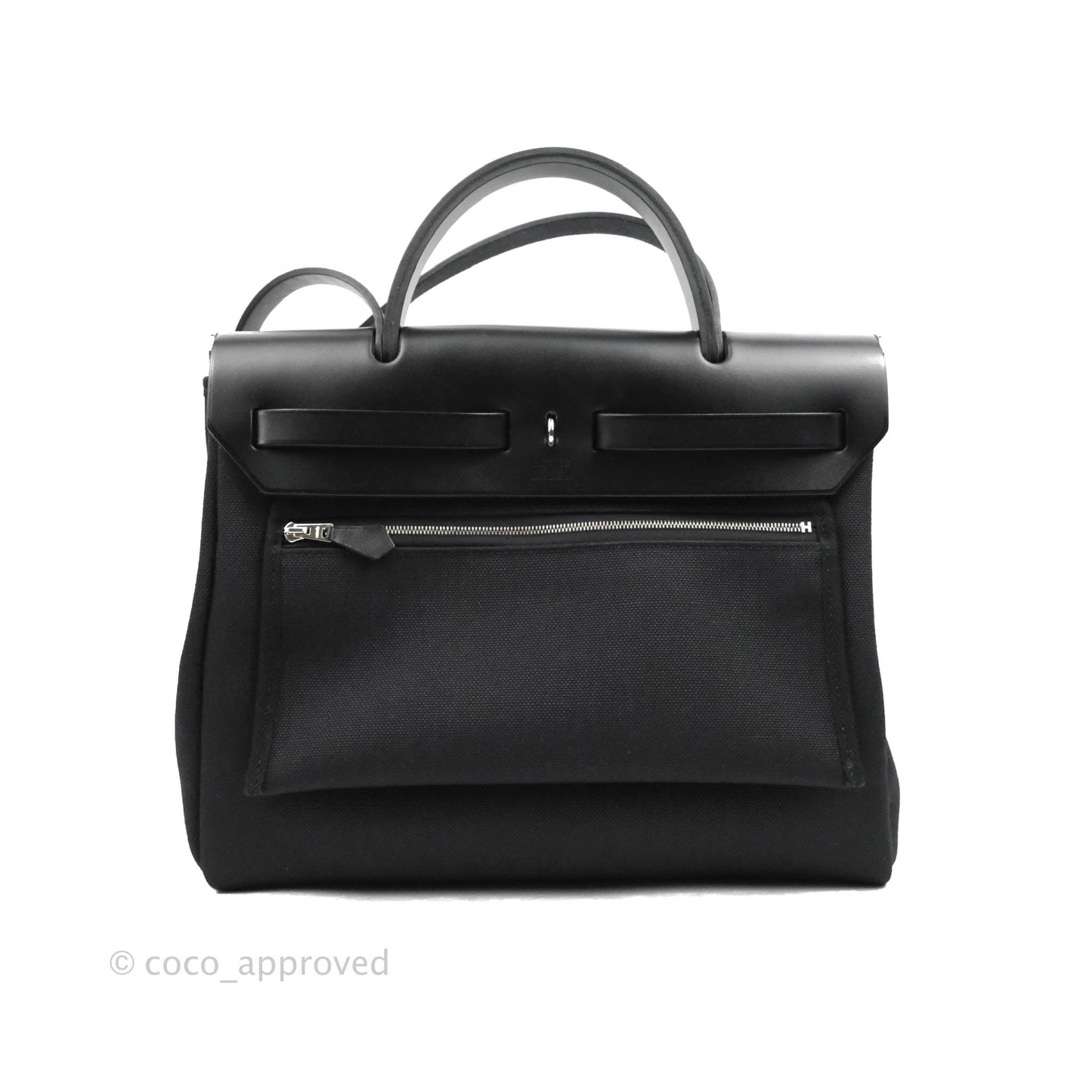 Hermès Herbag Zip 31 Black Canvas Palladium Hardware