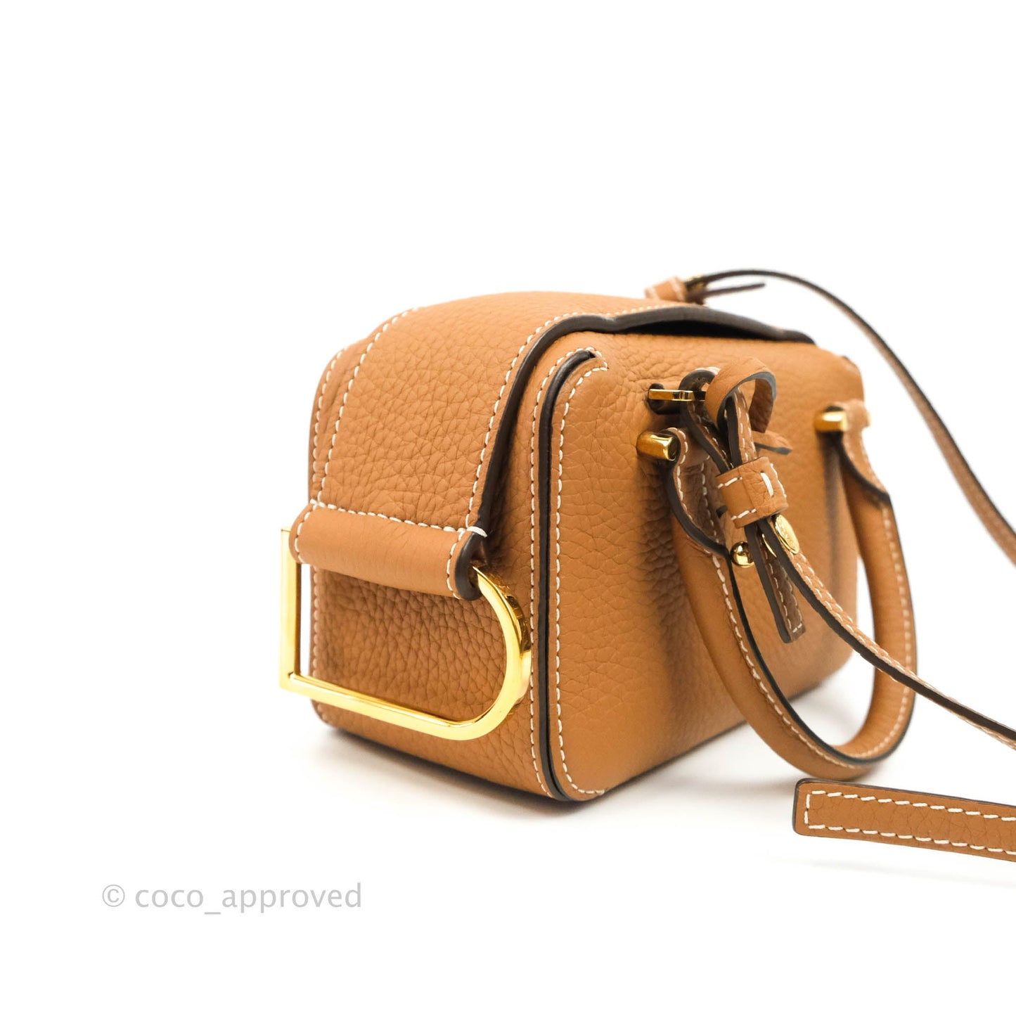 Delvaux Nano Cool Box in Taurillon Soft Grained Calfskin Vegetal Ivory Gold Hardware