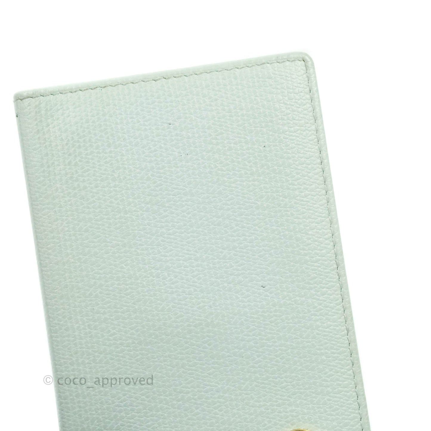 Chanel Card Holder Tiffany Blue Grained Leather