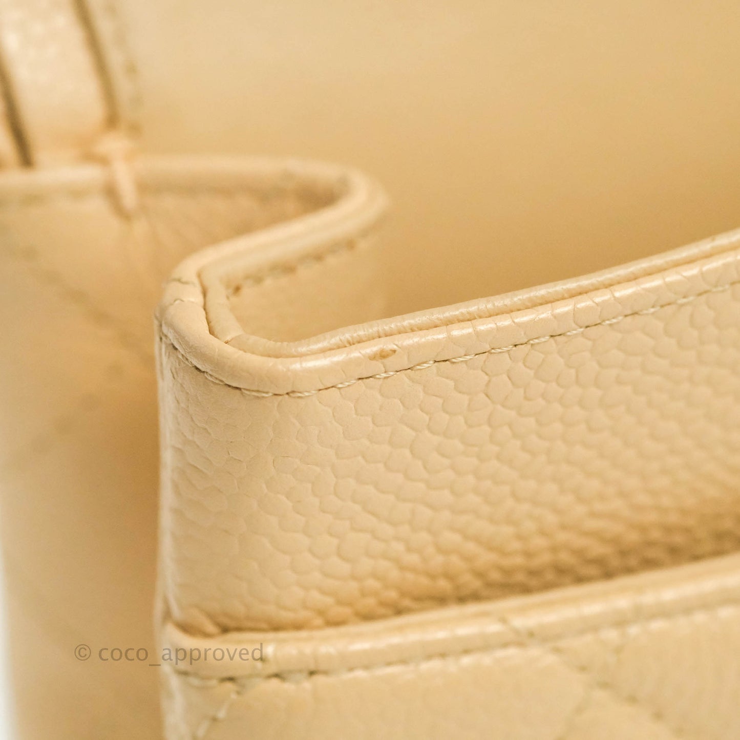 Chanel Classic M/L Medium Flap Quilted Beige Caviar Gold Hardware