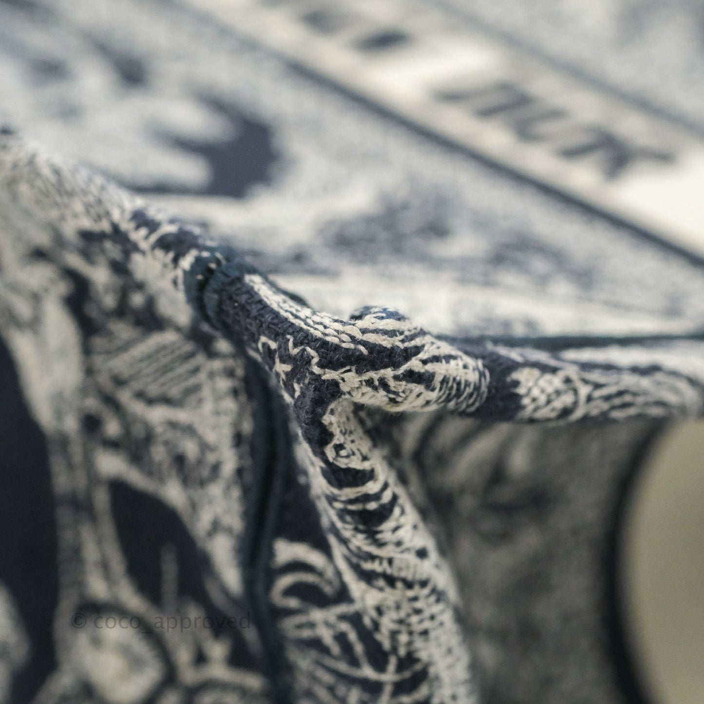 Christian Dior New Small Embroidered Toile De Jouy Navy Canvas Book Tote