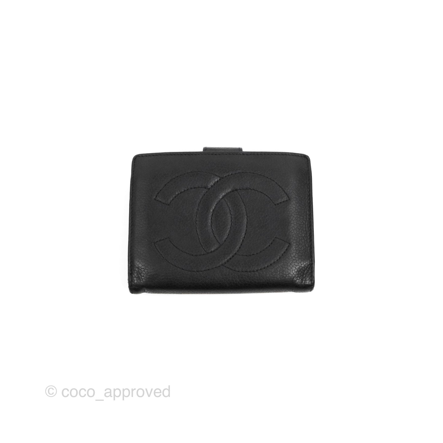 Chanel Vintage CC Wallet Black Caviar Gold Hardware