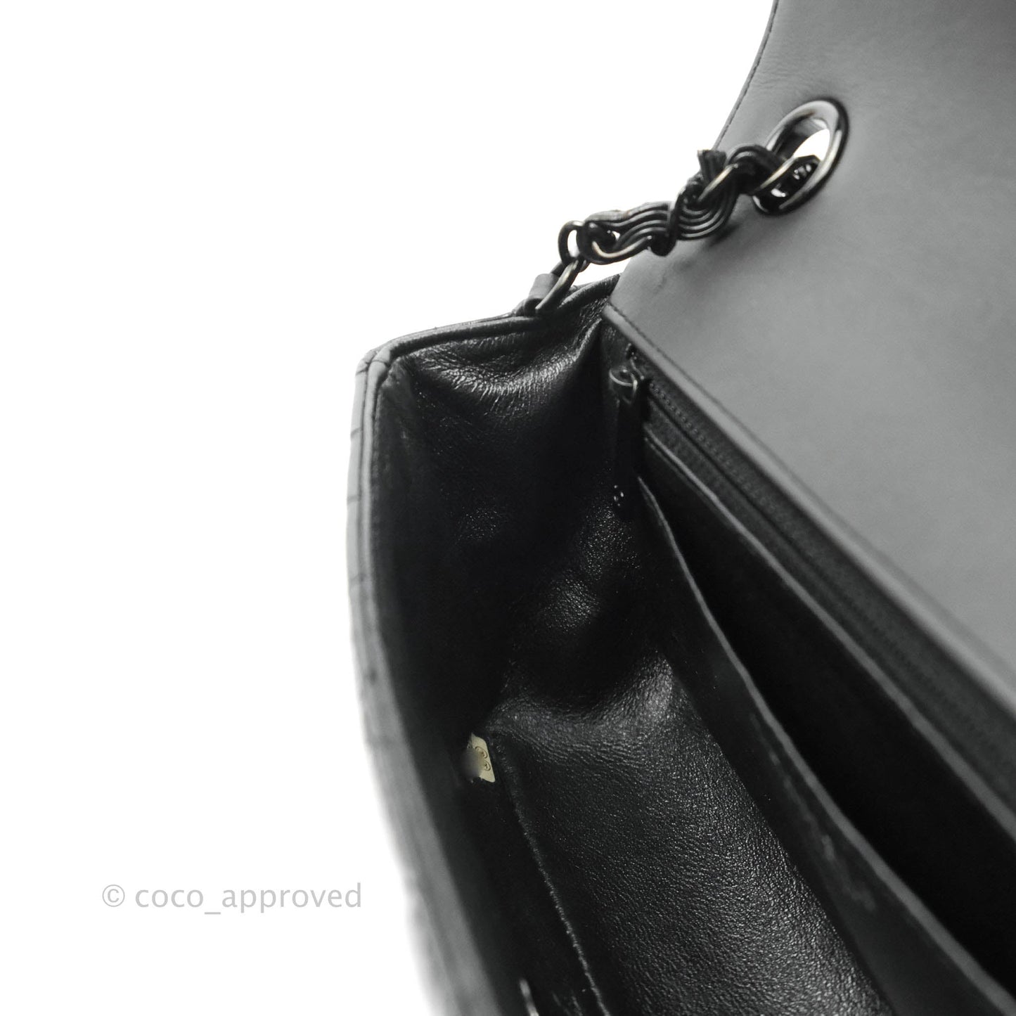 Chanel Chevron Mini Rectangular Flap Black Crumpled Patent So Black Hardware