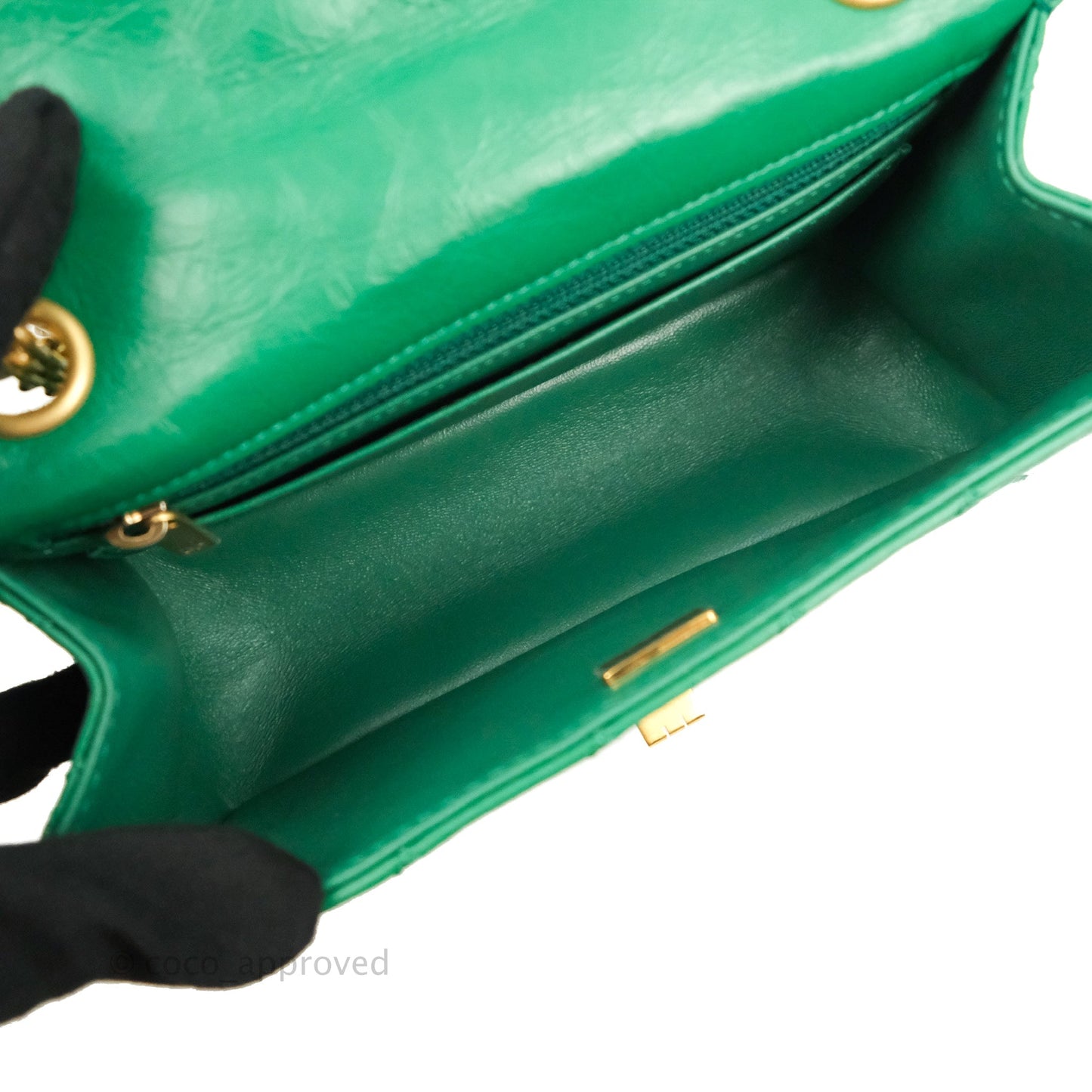 Chanel Mini Reissue 224 Green Aged Calfskin Aged Gold Hardware