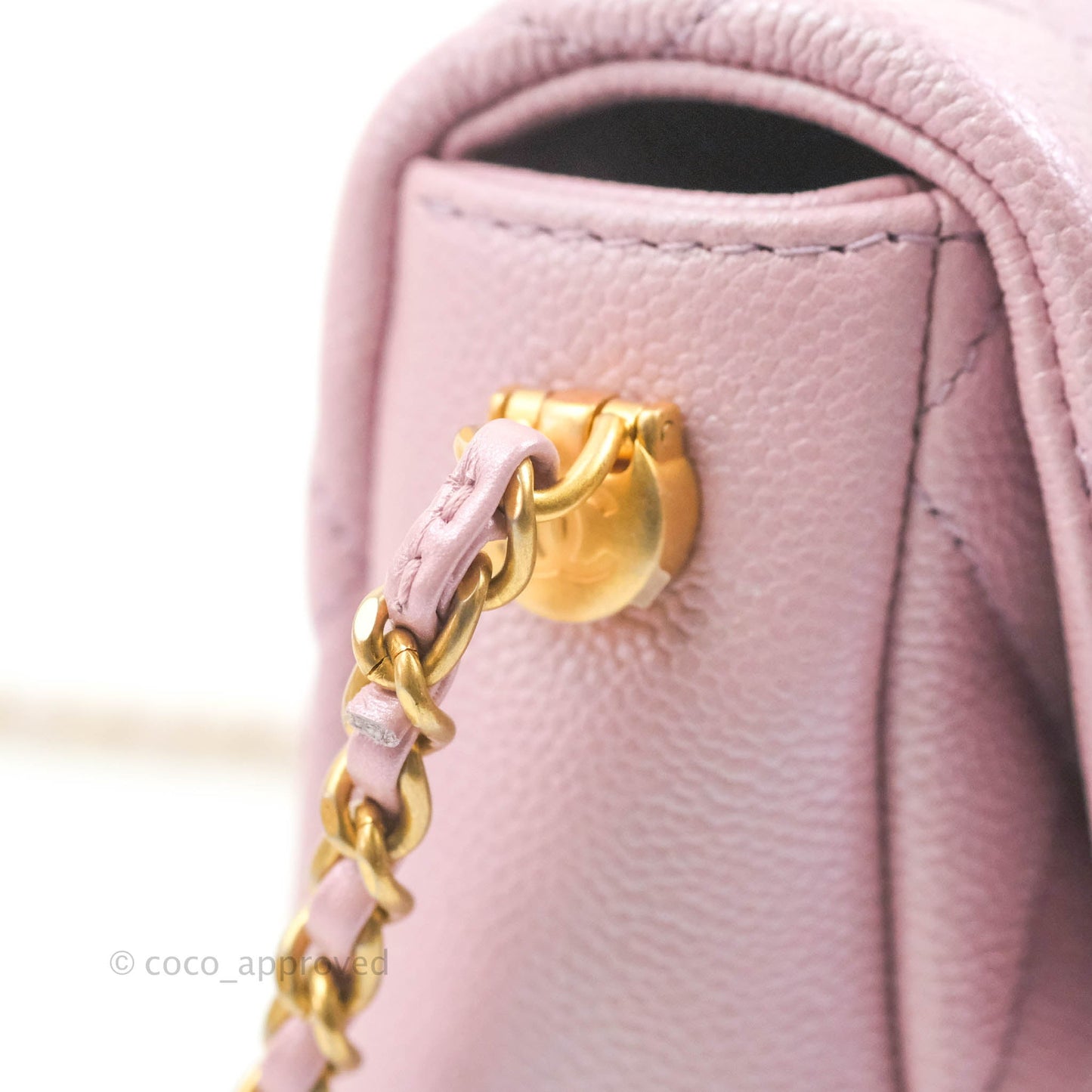 Chanel Quilted My Perfect Mini Iridescent Pink Caviar Aged Gold Hardware 21K