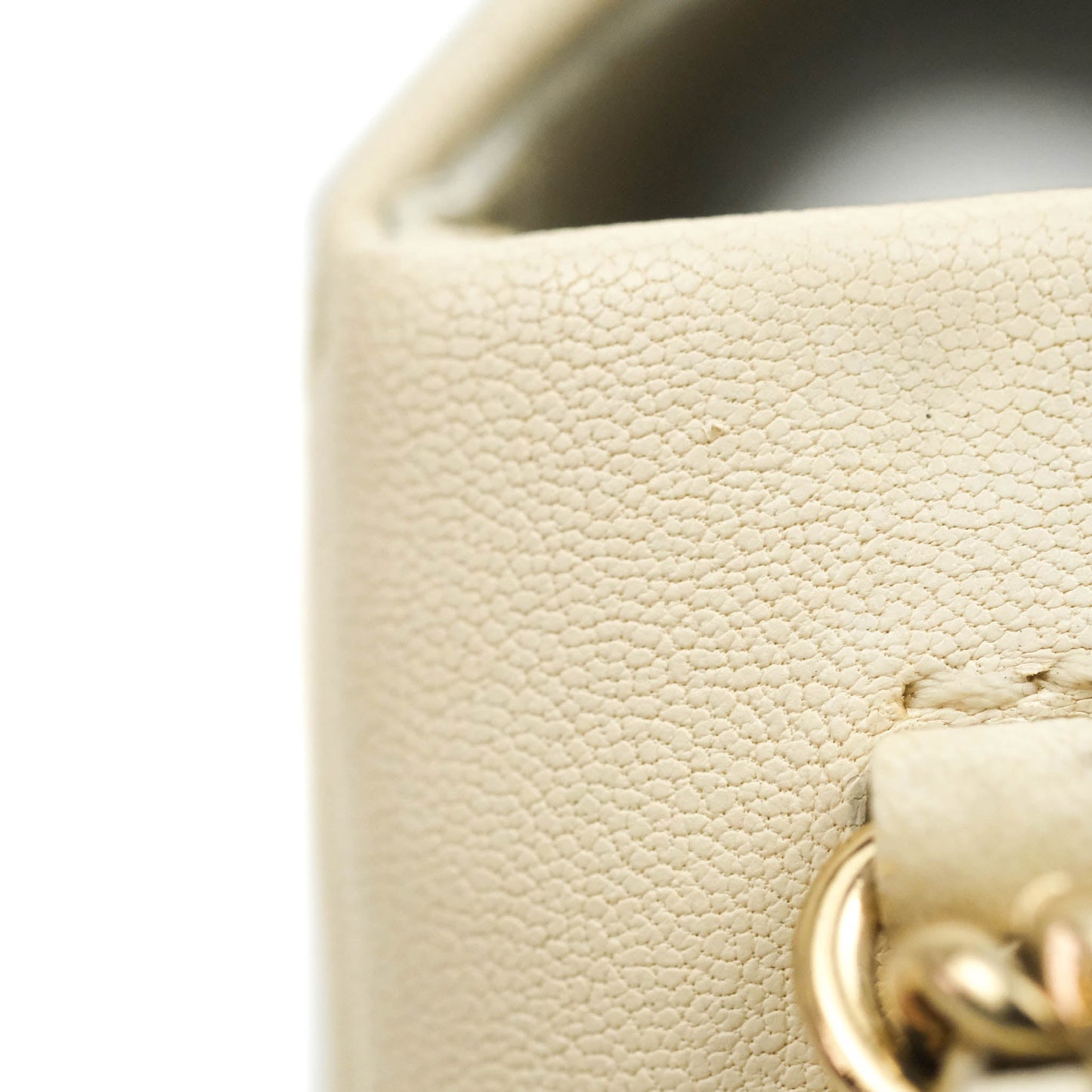 Chanel Flat Quilted Mini Flap Bag Ivory Calfskin Gold Hardware